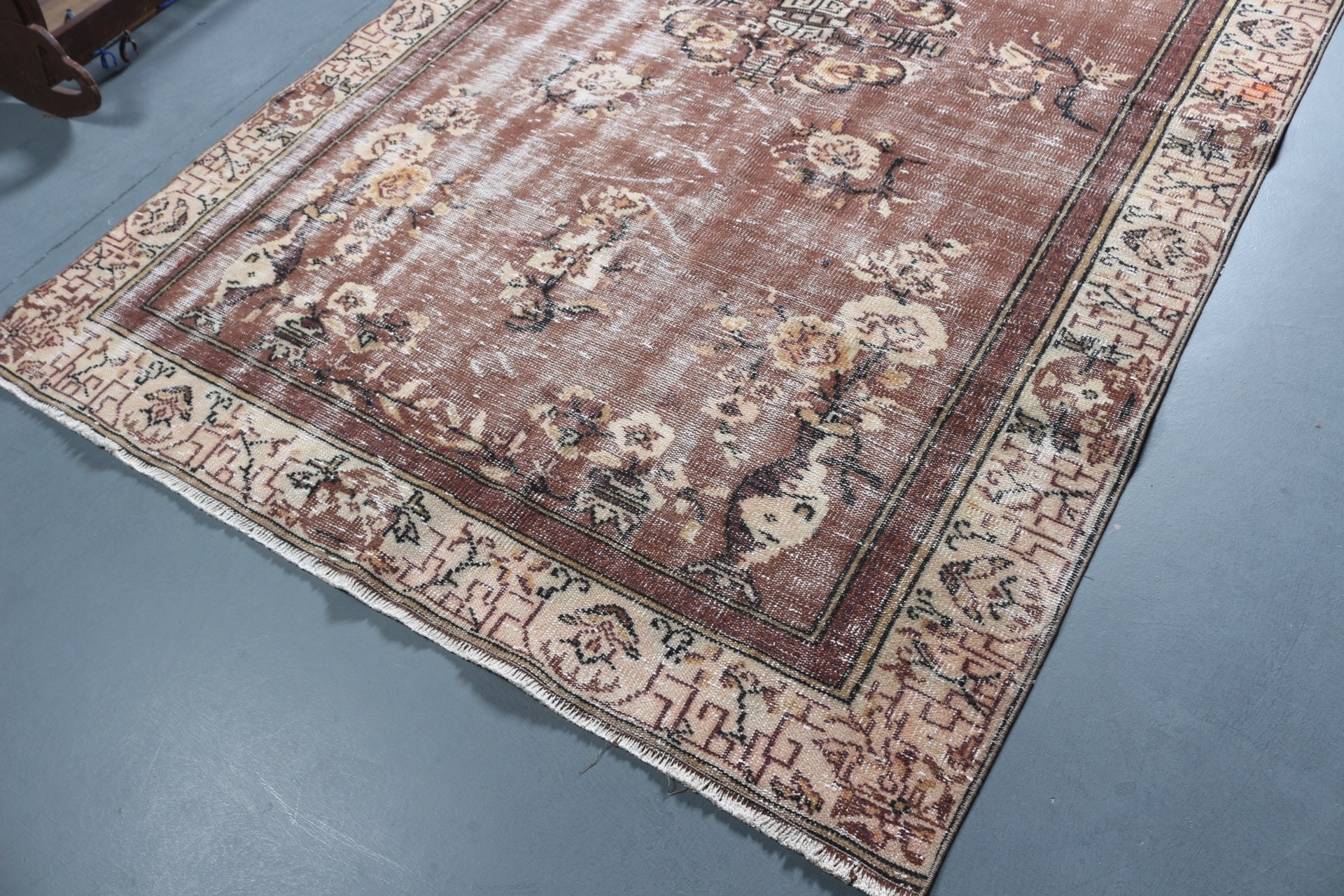 Vintage Rugs, Moroccan Rugs, Brown Floor Rug, Turkish Rug, Home Decor Rugs, Bedroom Rug, Pale Rug, 6.1x8.7 ft Large Rugs, Living Room Rugs