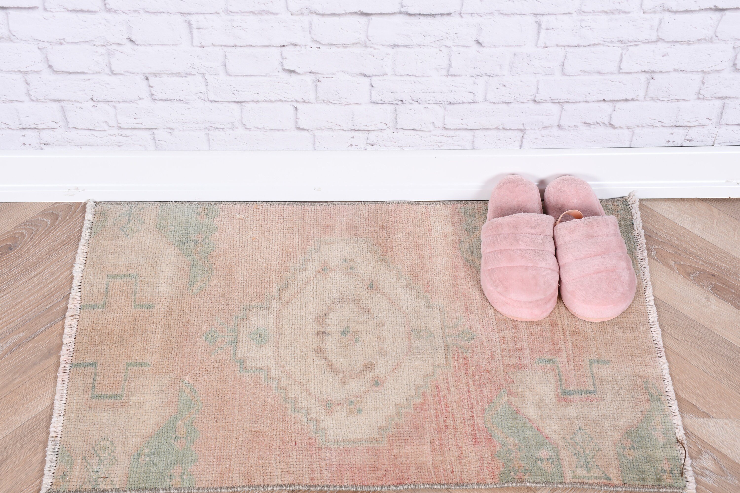 1.6x2.6 ft Small Rugs, Bedroom Rug, Bath Rug, Floor Rug, Pink Antique Rug, Turkish Rugs, Vintage Rugs, Wool Bath Mat Rug