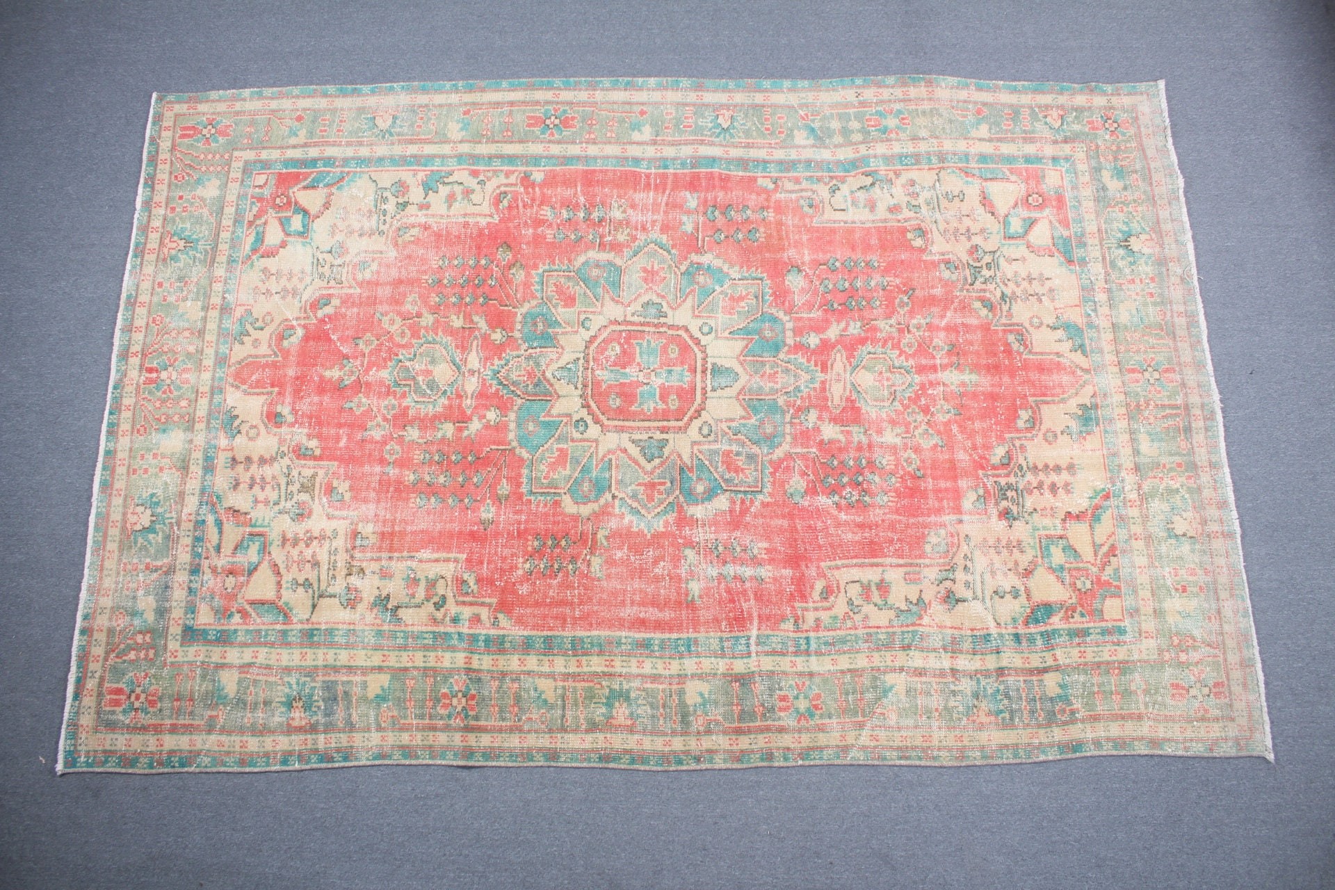 Salon Rug, Aesthetic Rug, Red Kitchen Rug, Vintage Rugs, Saloon Rug, 7.2x11.1 ft Oversize Rugs, Turkish Rug, Wool Rug