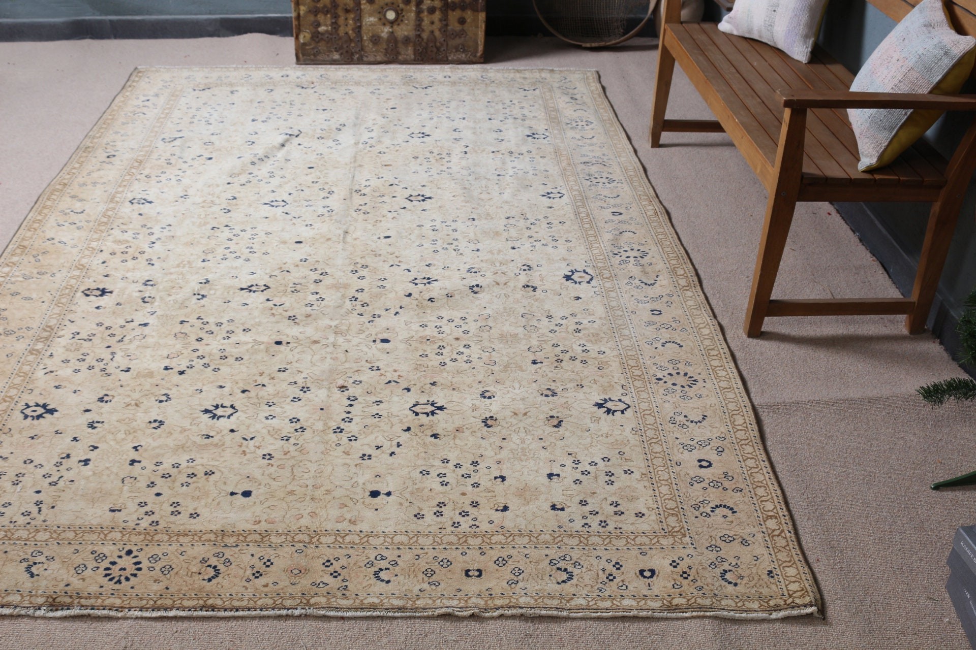 Home Decor Rugs, Cool Rug, Turkish Rug, Living Room Rug, Beige Bedroom Rug, Rugs for Bedroom, Salon Rug, 6.3x9.4 ft Large Rug, Vintage Rug