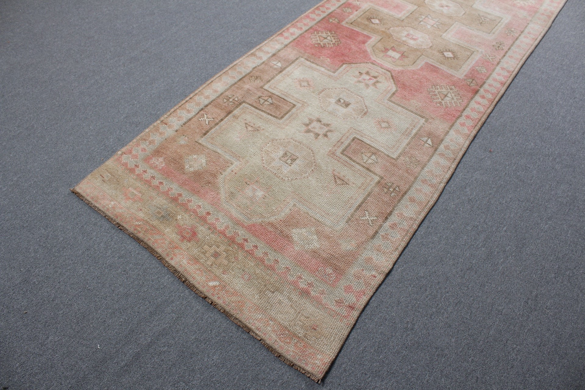 Vintage Halı, Ev Dekorasyonu Halısı, Türk Halıları, Göçebe Halısı, Koridor Halıları, Pembe Fas Halısı, 3.3x11.3 ft Koşucu Halıları, Merdiven Halıları