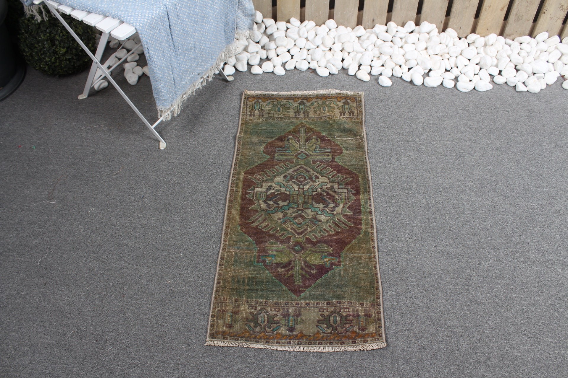 Old Rugs, Turkish Rug, 1.3x2.9 ft Small Rug, Vintage Rugs, Oriental Rug, Green Oriental Rugs, Bathroom Rugs, Door Mat Rug, Kitchen Rug