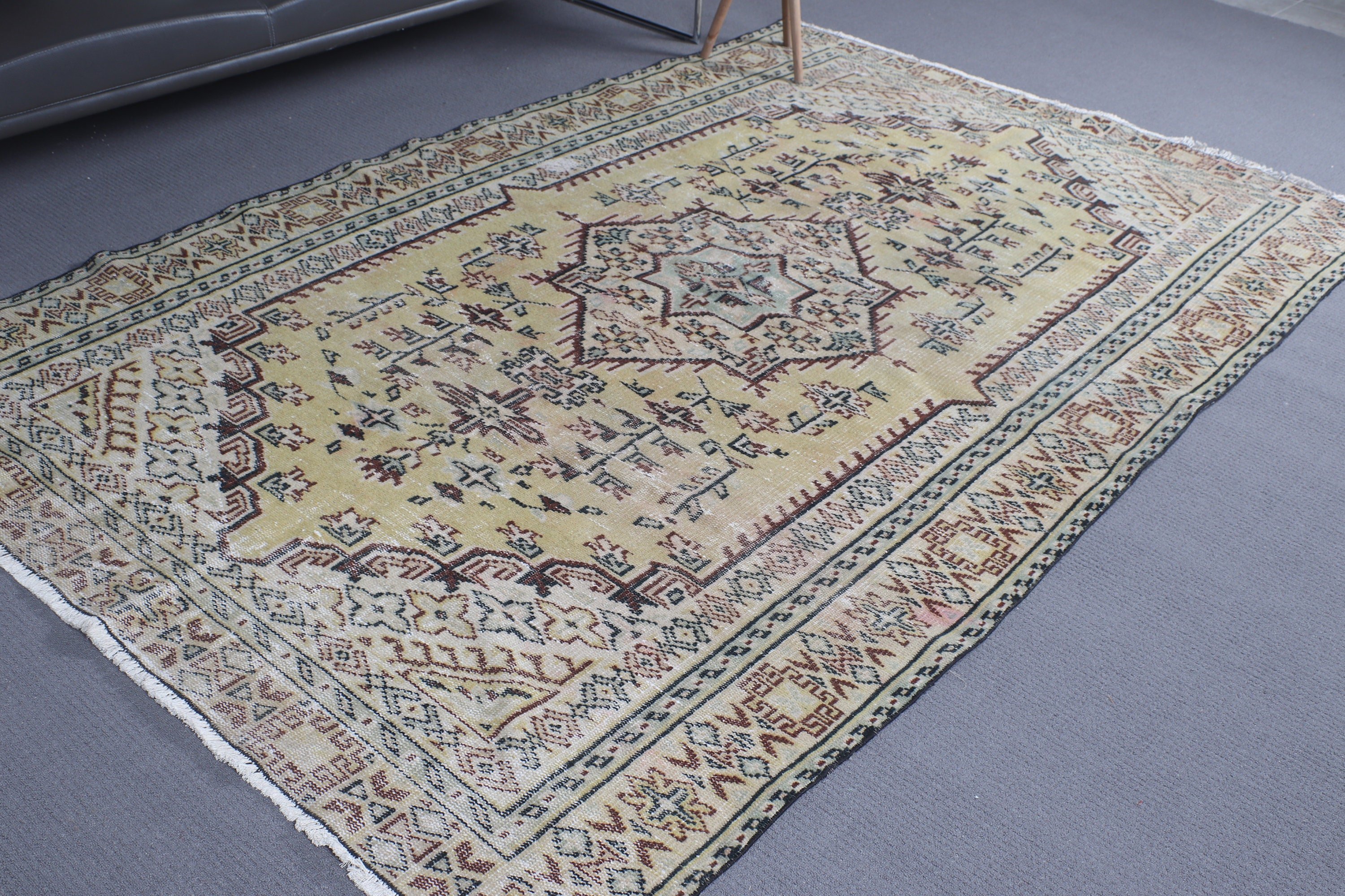 5.6x8.9 ft Büyük Halı, Büyük Oushak Halıları, Büyük Boho Halısı, Vintage Halı, Türk Halıları, Ev Dekor Halıları, Fas Halısı, Kahverengi Fas Halıları