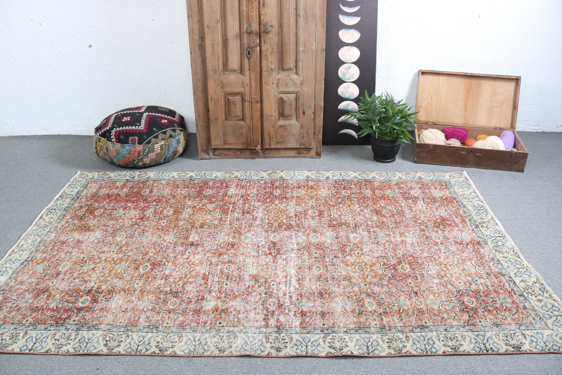 Turkish Rugs, Large Oushak Rug, Boho Rug, 5.2x8.5 ft Large Rugs, Bedroom Rug, Anatolian Rugs, Antique Rug, Vintage Rugs, Orange Oushak Rugs