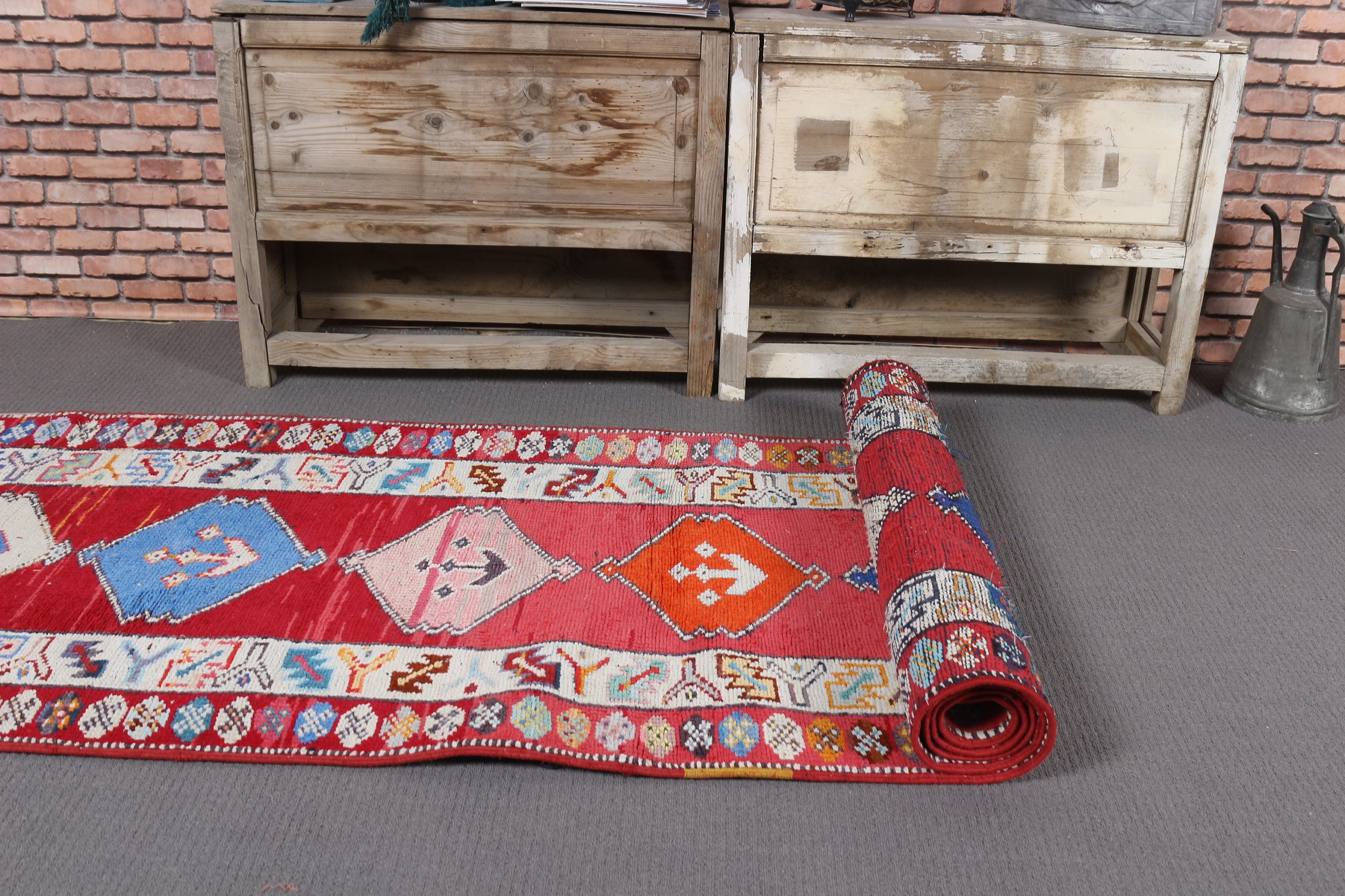 Cute Rugs, Turkish Rug, Anatolian Rug, Kitchen Rugs, Rugs for Runner, Red Moroccan Rugs, 2.8x12.1 ft Runner Rug, Vintage Rug, Floor Rug