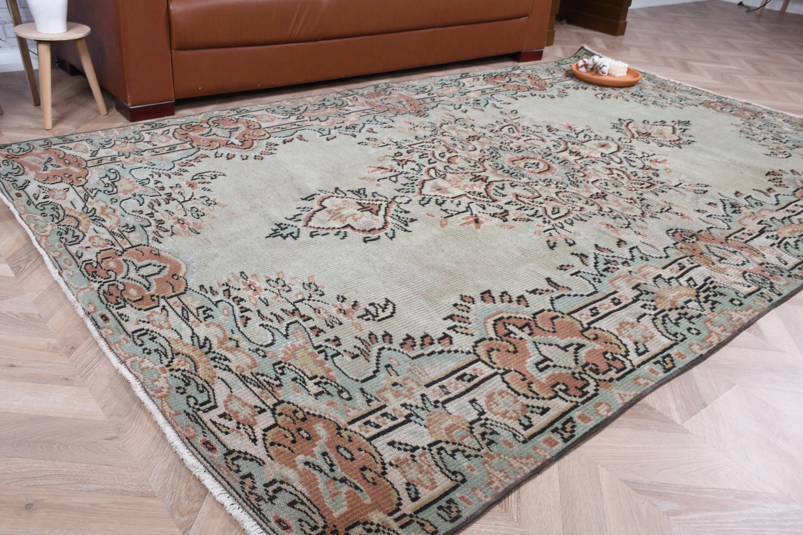 Türk Halıları, Harika Halı, Yatak Odası Halıları, 5,7x8,9 ft Büyük Halı, Vintage Dekor Halı, Anadolu Halısı, Yeşil Anadolu Halısı, Salon Halıları, Vintage Halı