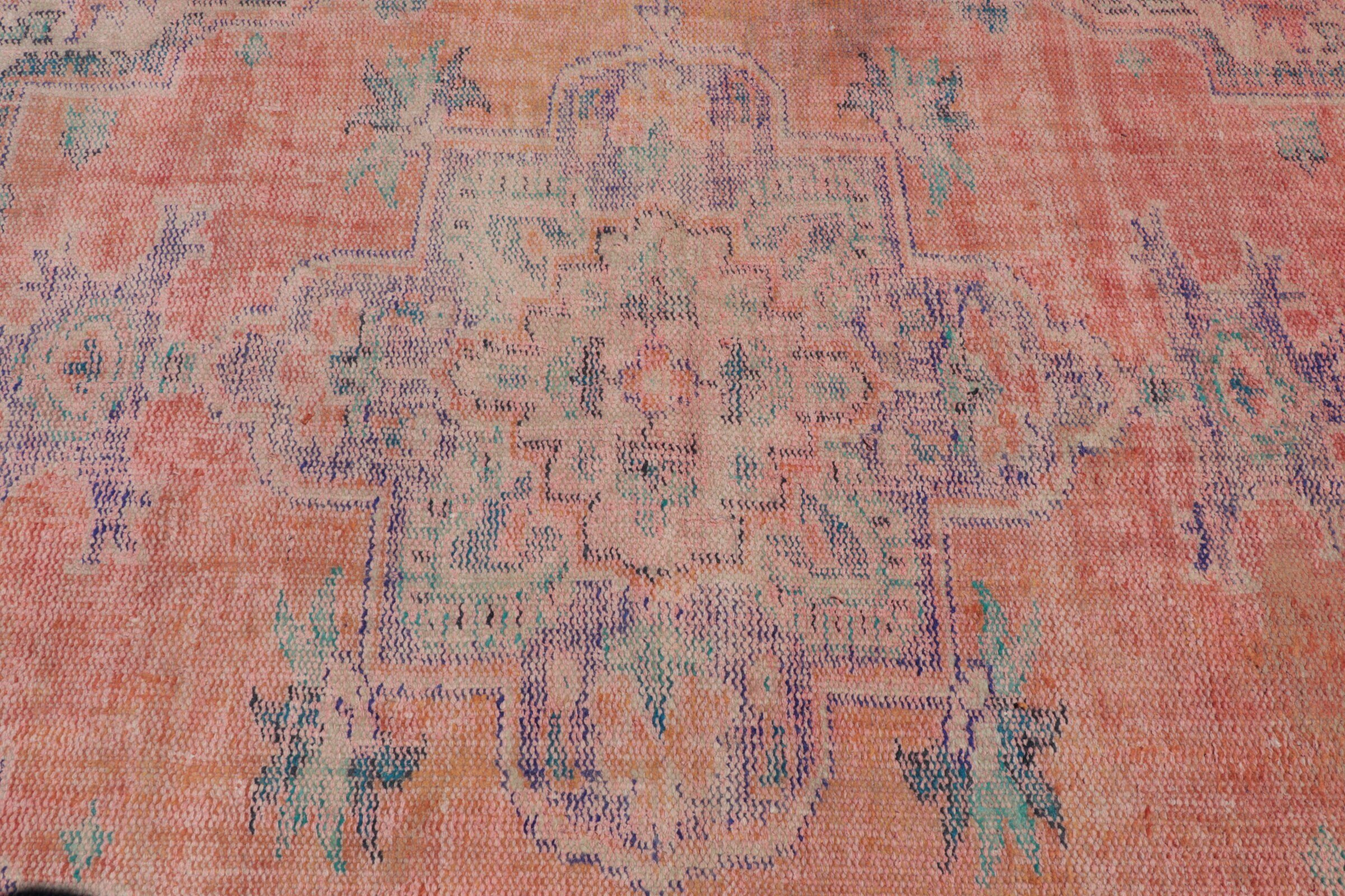 4.5x8.5 ft Area Rugs, Rugs for Floor, Cool Rugs, Orange Antique Rug, Hand Woven Rugs, Vintage Rug, Dining Room Rug, Wool Rugs, Turkish Rugs