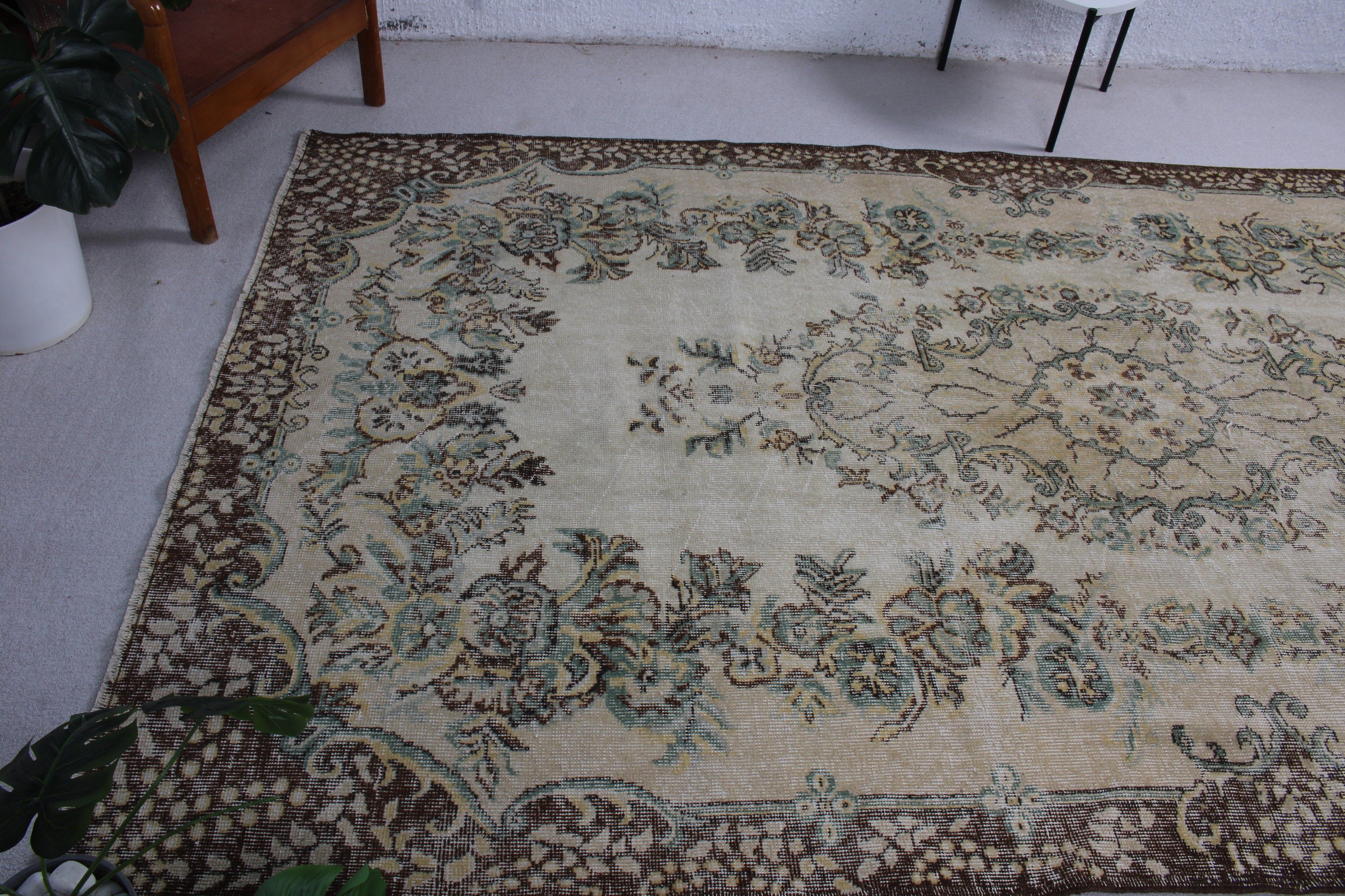 5.8x10 ft Large Rugs, Antique Rugs, Turkish Rug, Dining Room Rug, Vintage Rug, Living Room Rugs, Brown Kitchen Rugs