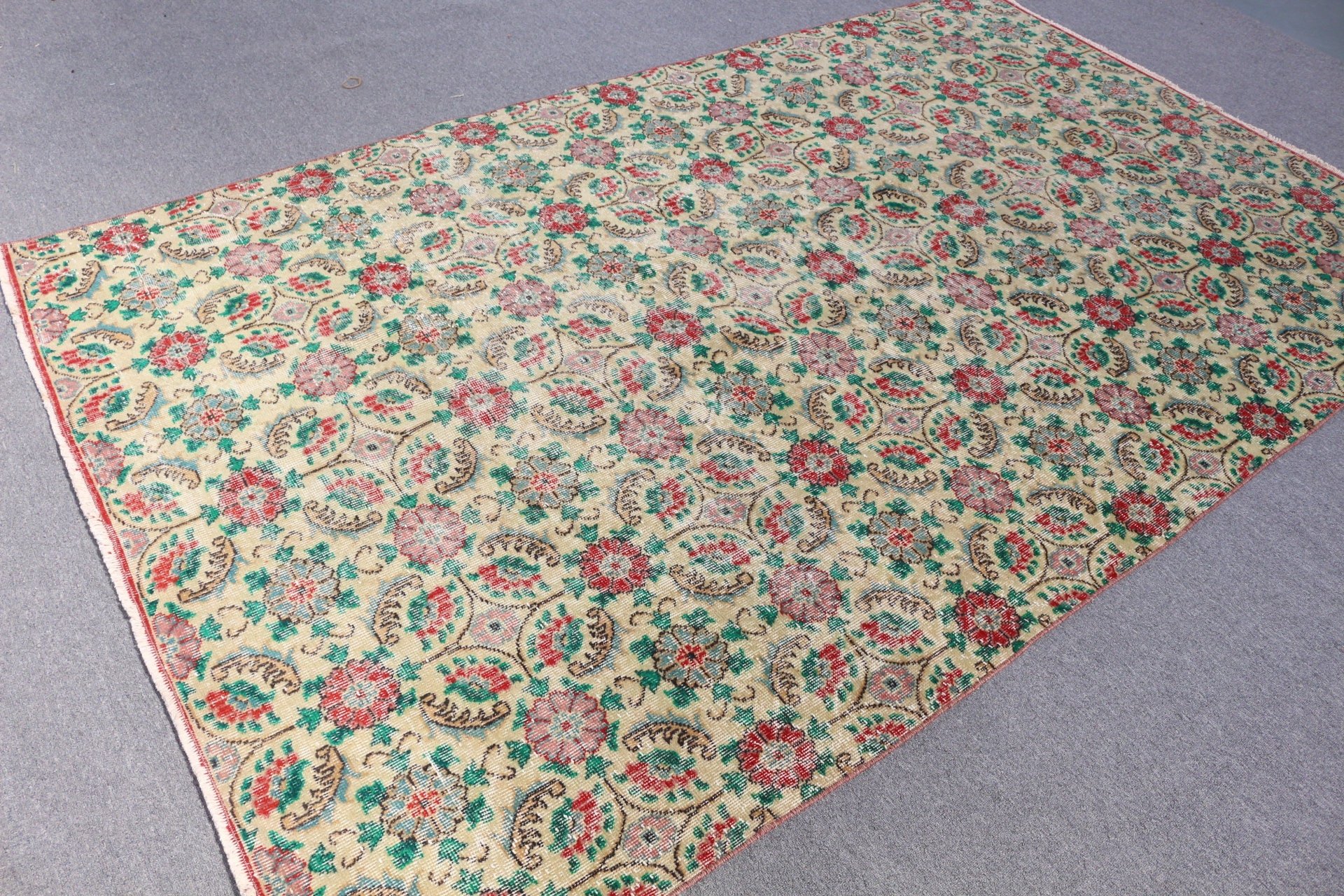 5.7x9.6 ft Large Rugs, Dining Room Rug, Wool Rug, Vintage Rug, Bedroom Rug, Turkish Rugs, Oriental Rug, Green Kitchen Rugs, Rugs for Salon