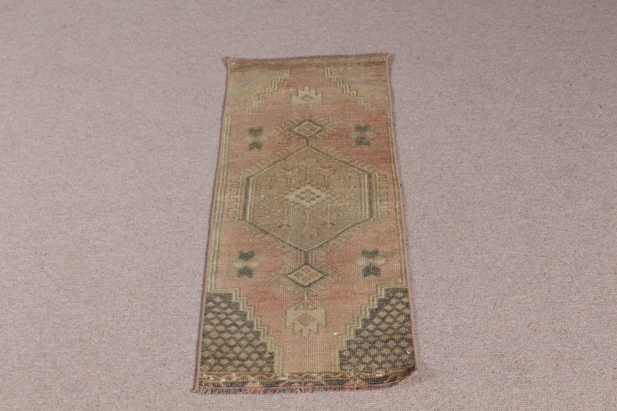 Antique Rug, Turkish Rugs, Rugs for Bath, Door Mat Rug, Brown Oushak Rugs, Kitchen Rug, Vintage Rugs, Oriental Rug, 1.3x3.2 ft Small Rugs