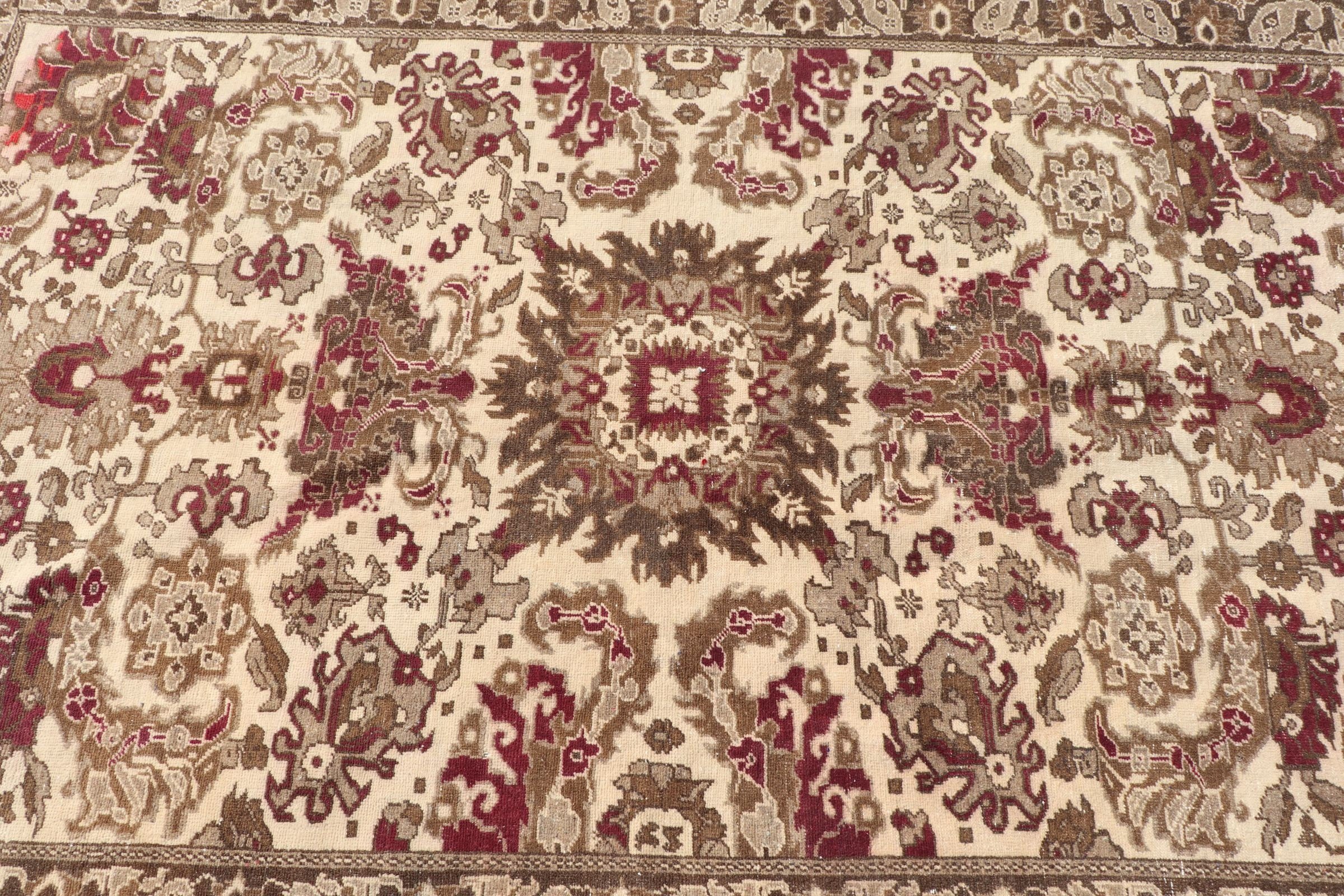 Vintage Halı, Kahverengi Yer Halısı, Yemek Odası Halıları, Türk Halısı, Anadolu Halısı, Mutfak Halısı, Türkiye Halıları, Ev Dekor Halıları, 4,9x7,4 ft Alan Halısı