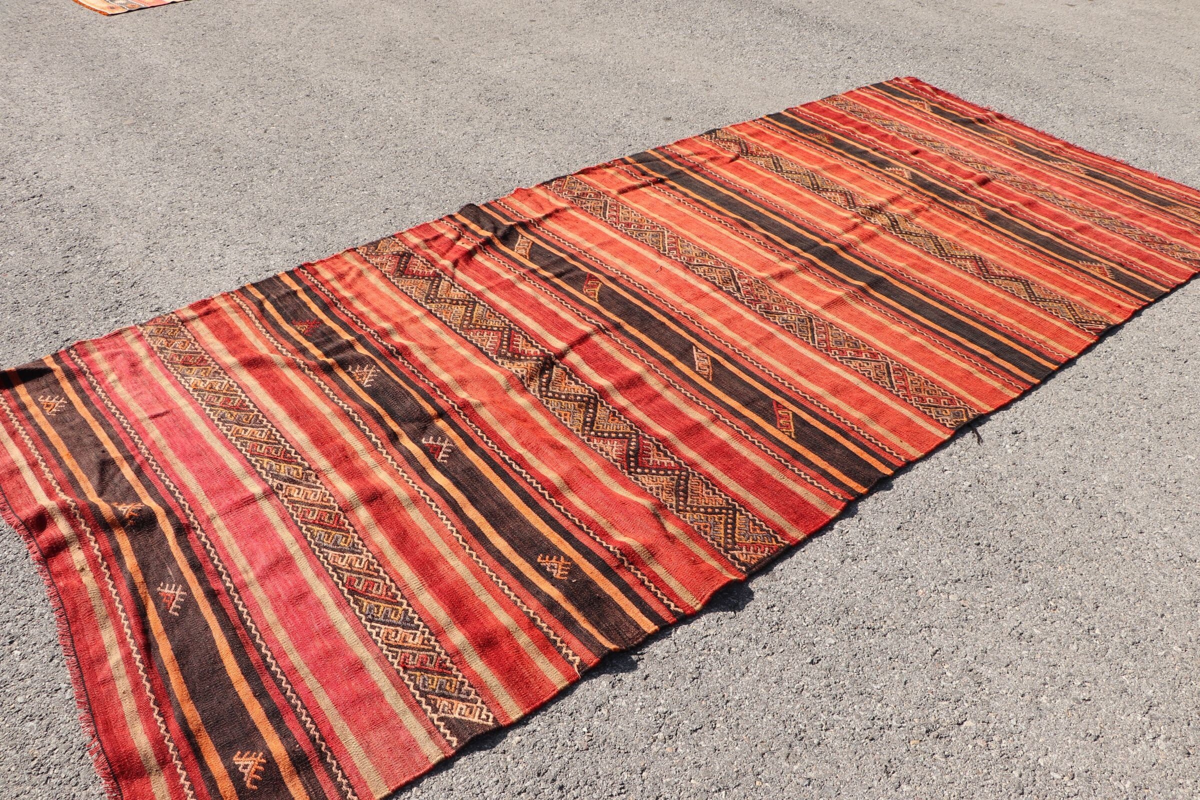 Cool Rug, Kilim, Anatolian Rug, Bedroom Rug, Turkish Rugs, Red Floor Rug, Turkey Rug, Living Room Rugs, 4.8x11.4 ft Large Rug, Vintage Rugs