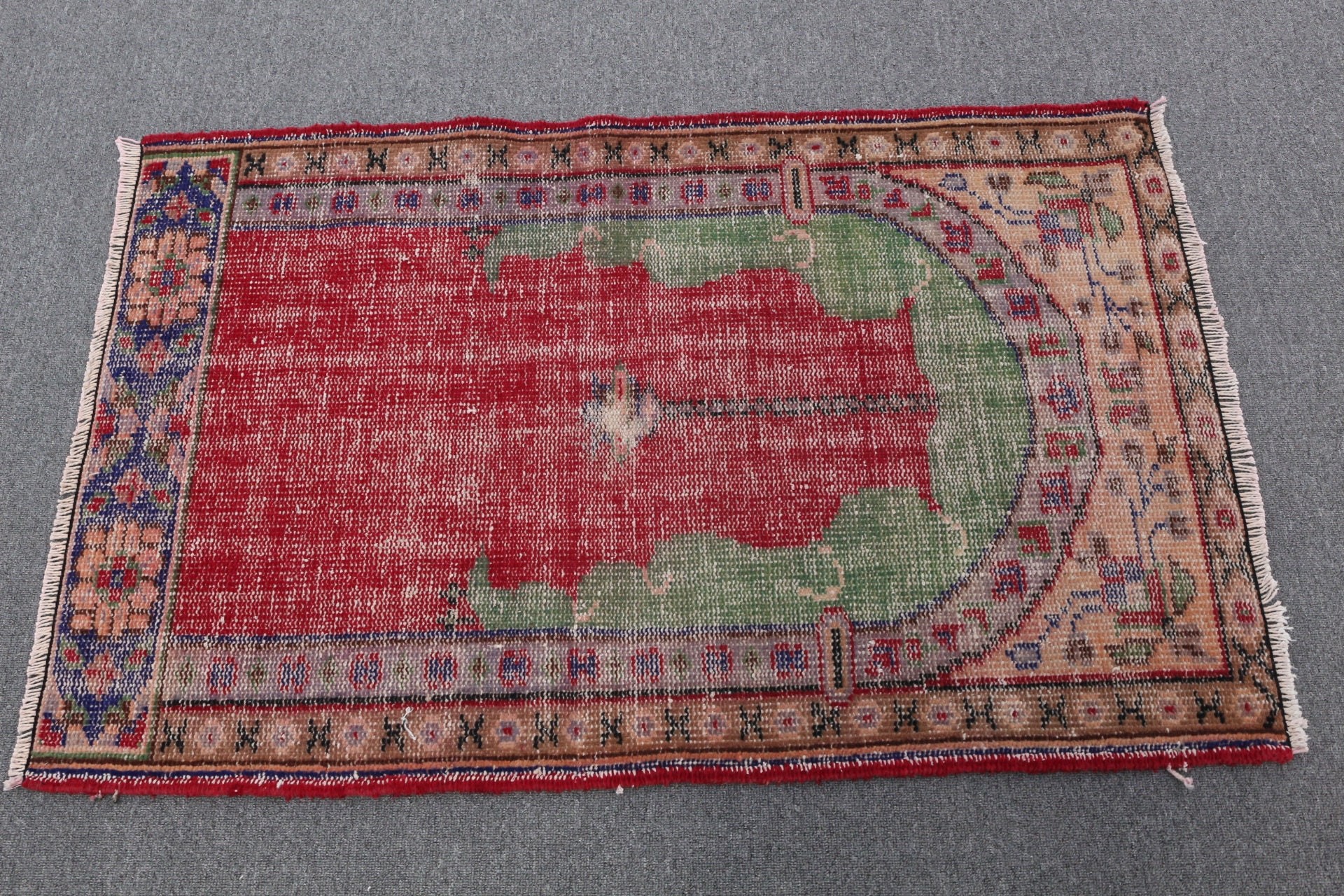 Home Decor Rugs, 2.5x3.8 ft Small Rug, Bath Rug, Car Mat Rug, Red Bedroom Rugs, Vintage Rug, Oushak Rug, Turkish Rugs, Rugs for Nursery