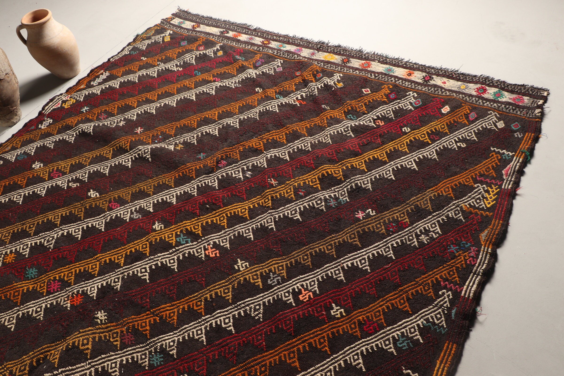 Yemek Odası Halısı, Türk Halısı, Siyah Yer Halısı, Kilim, 7x10.8 ft Büyük Boy Halılar, Mutfak Halıları, Yatak Odası Halısı, Oturma Odası Halısı, Vintage Halılar