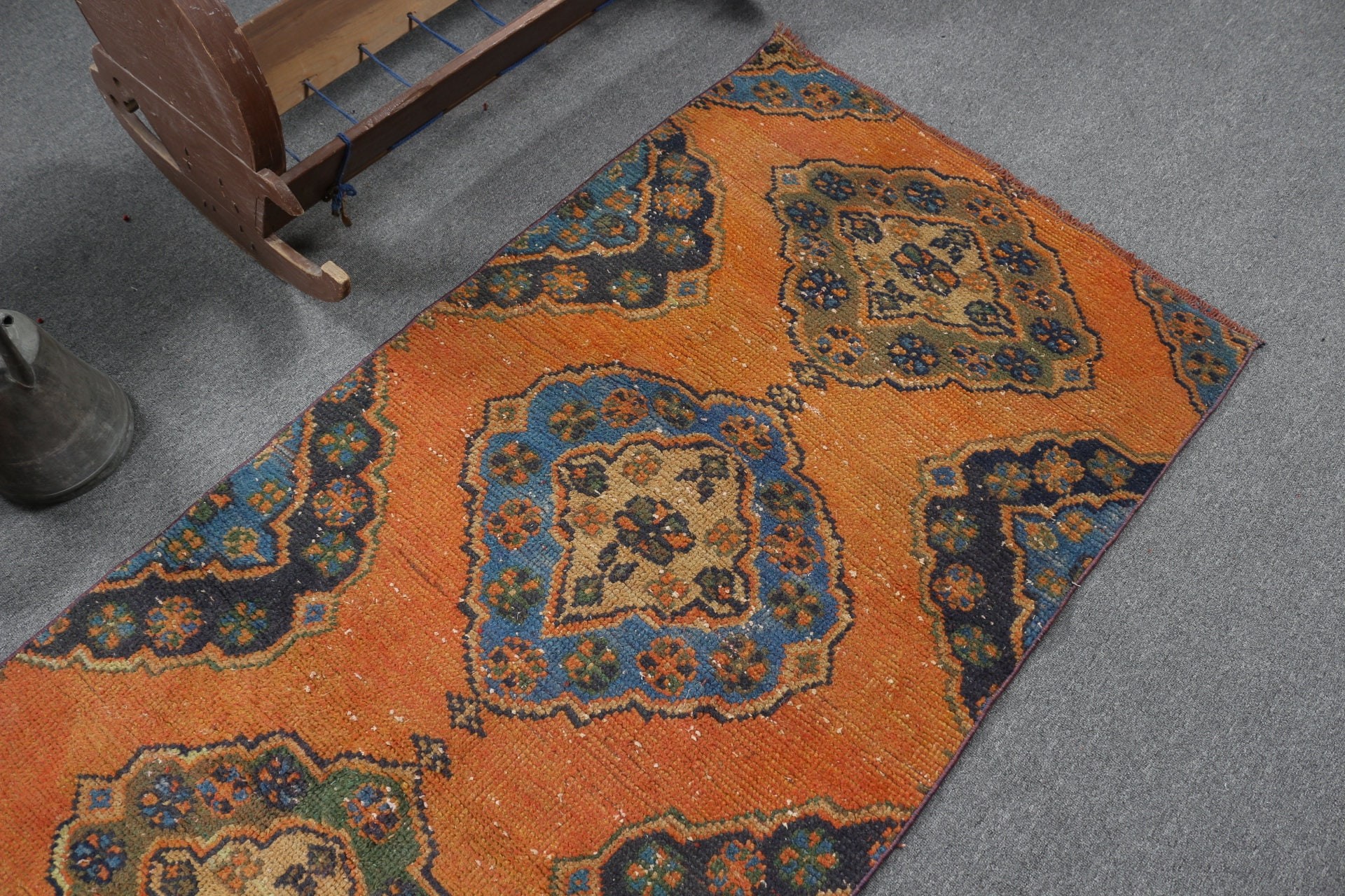 Oushak Rug, Antique Rugs, Pale Rugs, Turkish Rugs, Corridor Rugs, Orange Kitchen Rug, 2.9x7.7 ft Runner Rug, Vintage Rugs, Stair Rugs