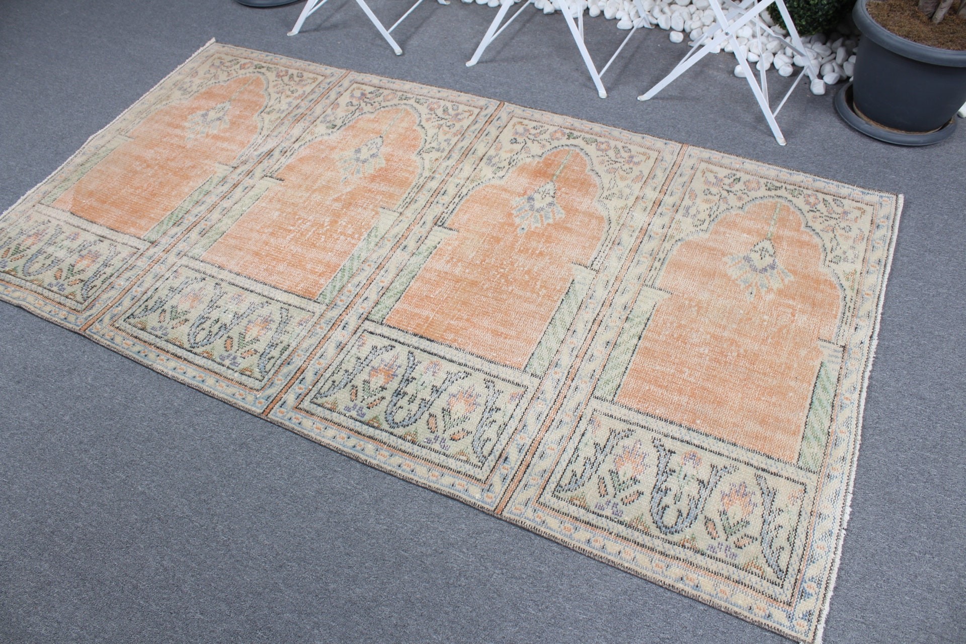 Nursery Rugs, Rugs for Indoor, Vintage Rug, 4x7.1 ft Area Rugs, Home Decor Rug, Bedroom Rug, Turkish Rug, Orange Home Decor Rugs, Wool Rug