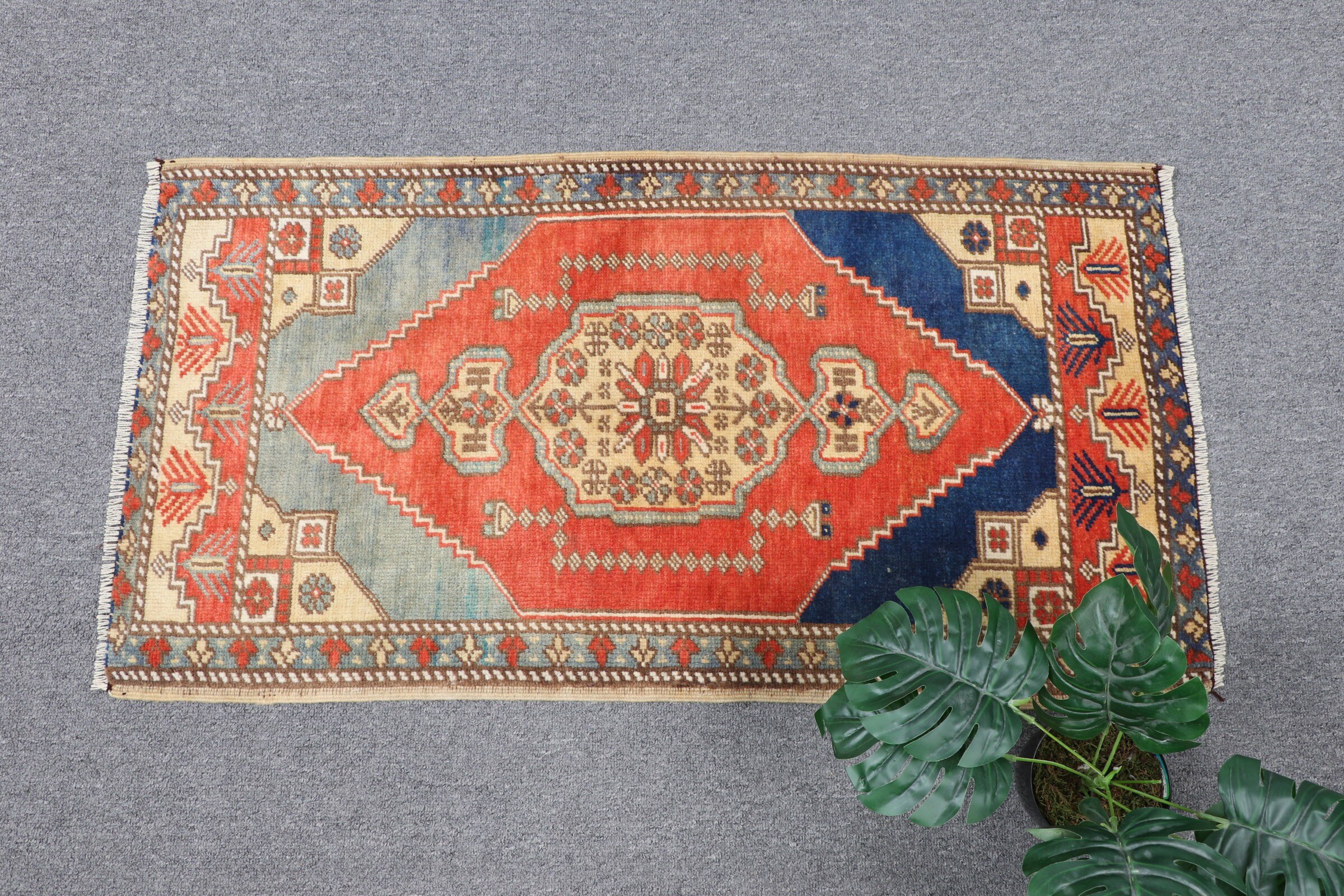 Rugs for Entry, Moroccan Rugs, Red Oushak Rugs, Cool Rug, Vintage Rug, Turkish Rugs, 1.6x3.1 ft Small Rug, Kitchen Rug, Car Mat Rugs