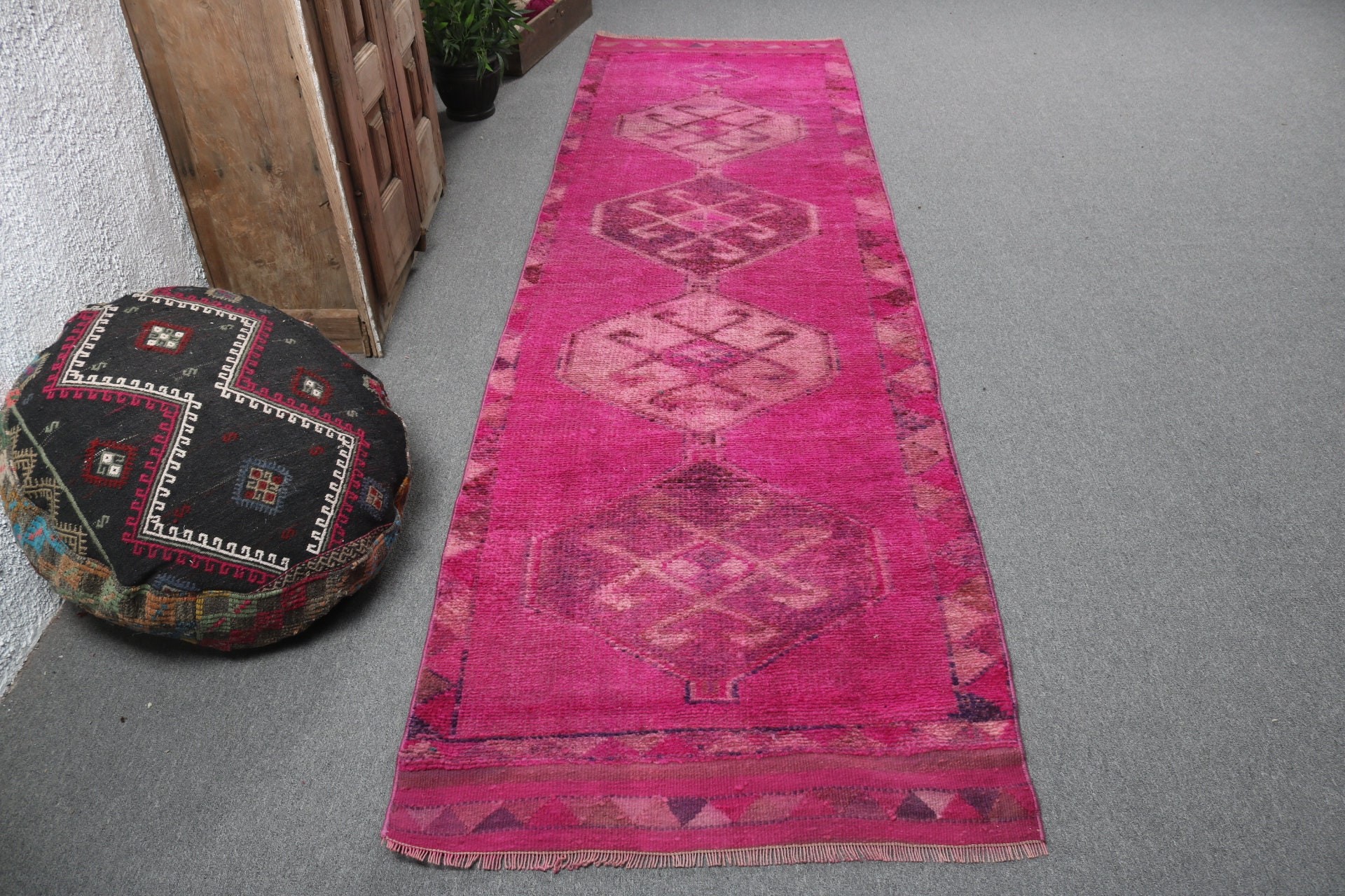 3x10.7 ft Runner Rug, Pink Moroccan Rugs, Boho Rugs, Floor Rugs, Vintage Runner Rug, Turkish Rug, Vintage Rug, Rugs for Vintage Runner