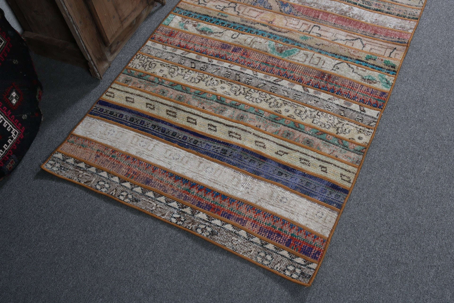 Boho Halılar, 3x5,1 ft Accent Halı, Lüks Halı, Giriş Halıları, Vintage Halılar, Düz Dokuma Halılar, Türk Halıları, Gökkuşağı Düz ​​Dokuma Halı, Yatak Odası Halıları