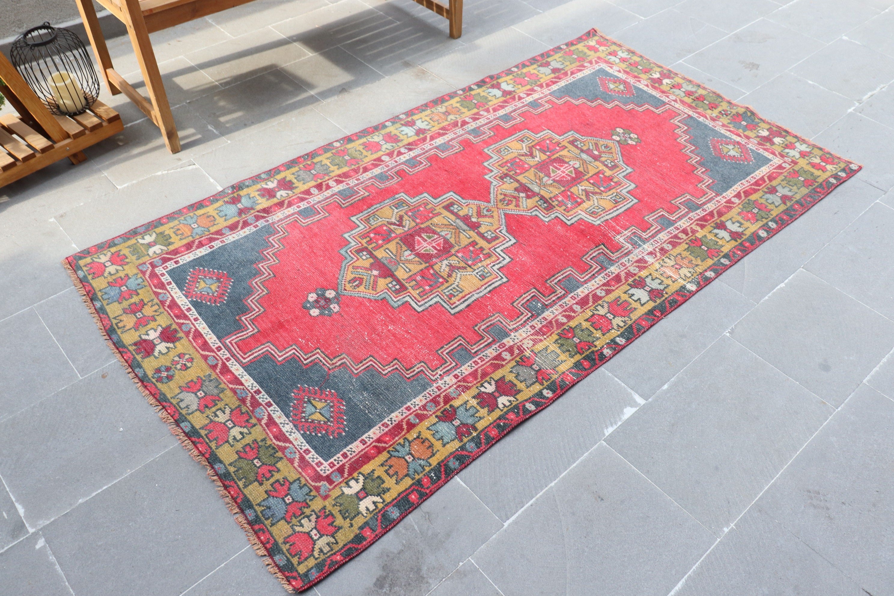 3.7x7 ft Area Rug, Oriental Rug, Pink Oushak Rug, Rugs for Area, Vintage Rug, Anatolian Rug, Nursery Rug, Kitchen Rugs, Turkish Rugs