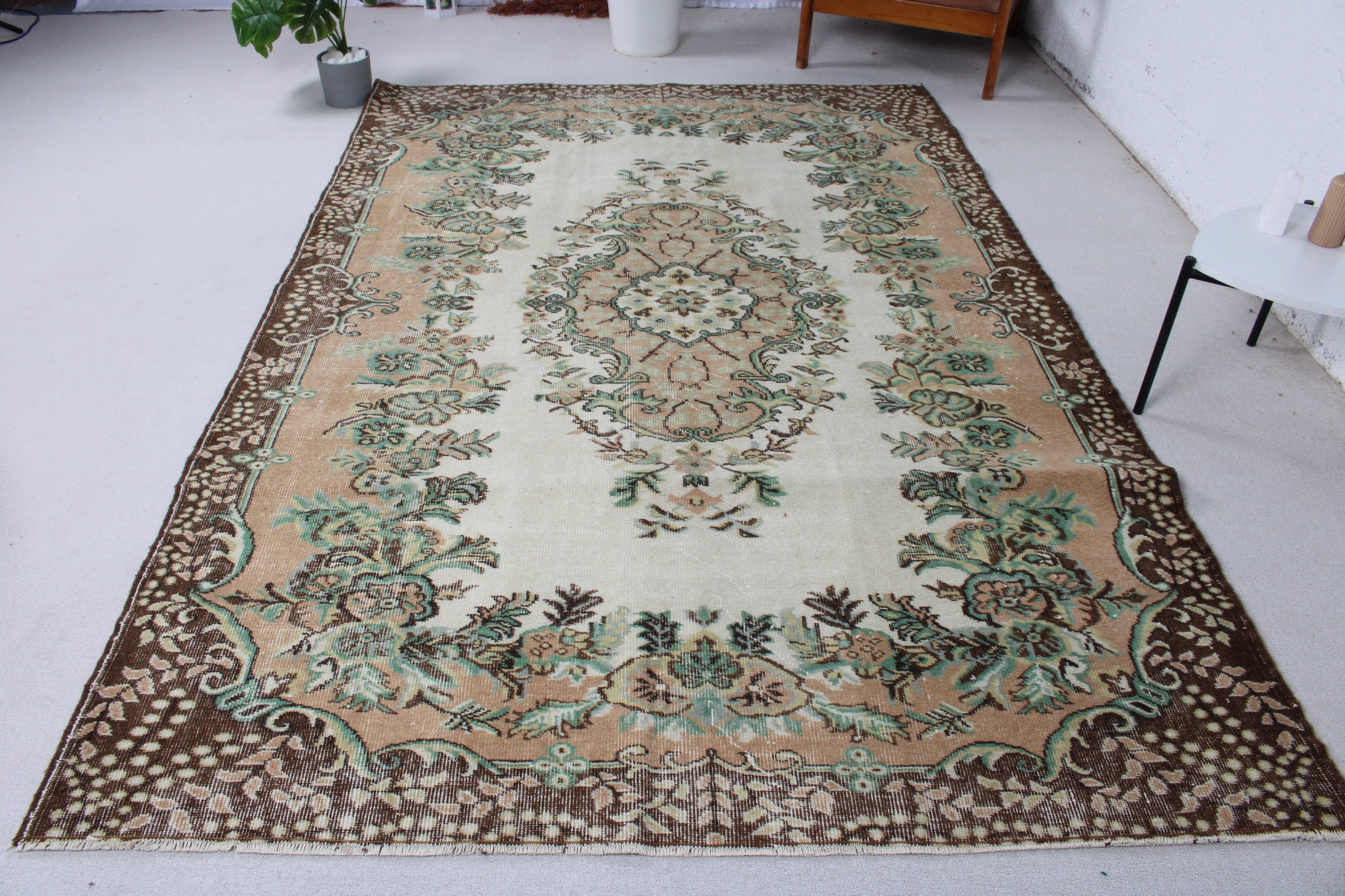 Kabile Halıları, 6x8,9 ft Büyük Halılar, Yer Halısı, Oturma Odası Halısı, Modern Halı, Yemek Odası Halısı, Türk Halıları, Vintage Halılar, Kahverengi Açıklama Halısı