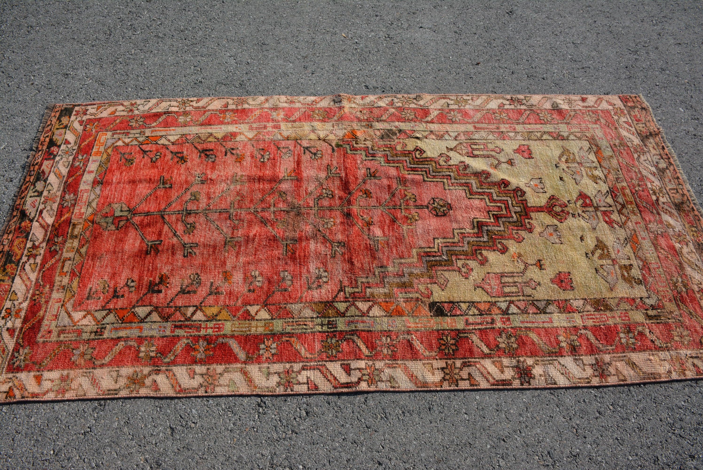 3.6x7.1 ft Alan Halısı, Yer Halıları, Eski Halı, Zemin Halıları, Renkli Halı, Vintage Halılar, Yatak Odası Halısı, Türk Halıları, Nötr Türk Halıları