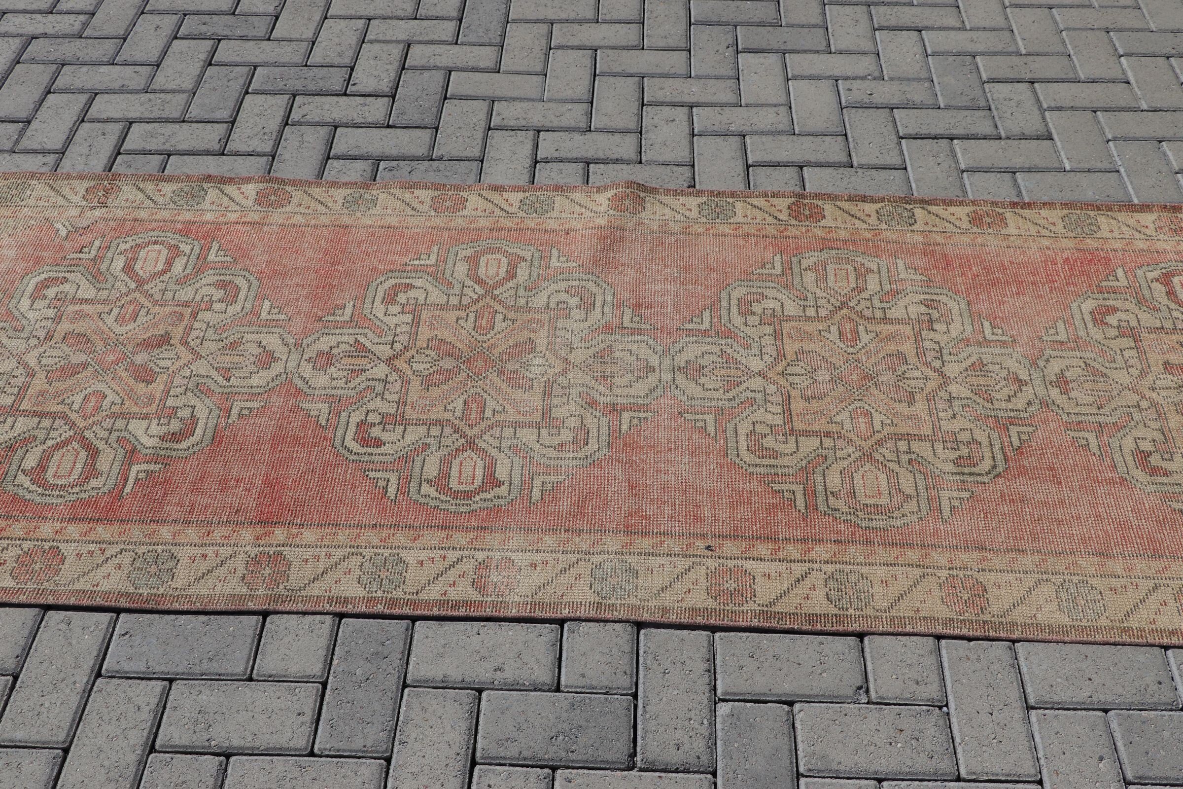 Vintage Rug, Turkish Rug, Rugs for Stair, Stair Rug, Hallway Rug, Moroccan Rug, 3x10.1 ft Runner Rugs, Red Antique Rug