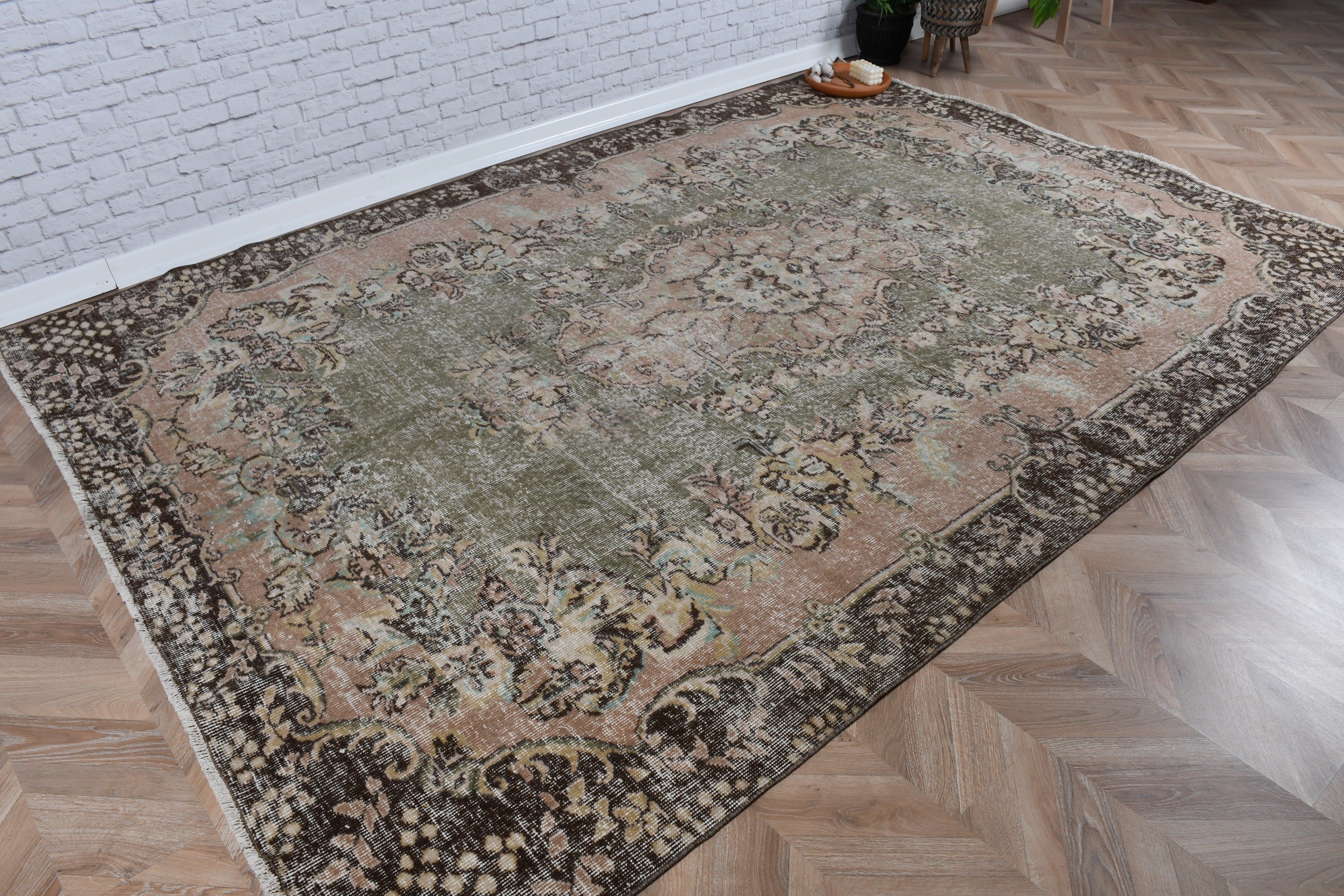 Vintage Halı, Fas Halıları, Büyük Boho Halısı, Büyük Vintage Halıları, 6.7x9.8 ft Büyük Halıları, Türk Halısı, Turuncu Boho Halısı, Mutfak Halıları