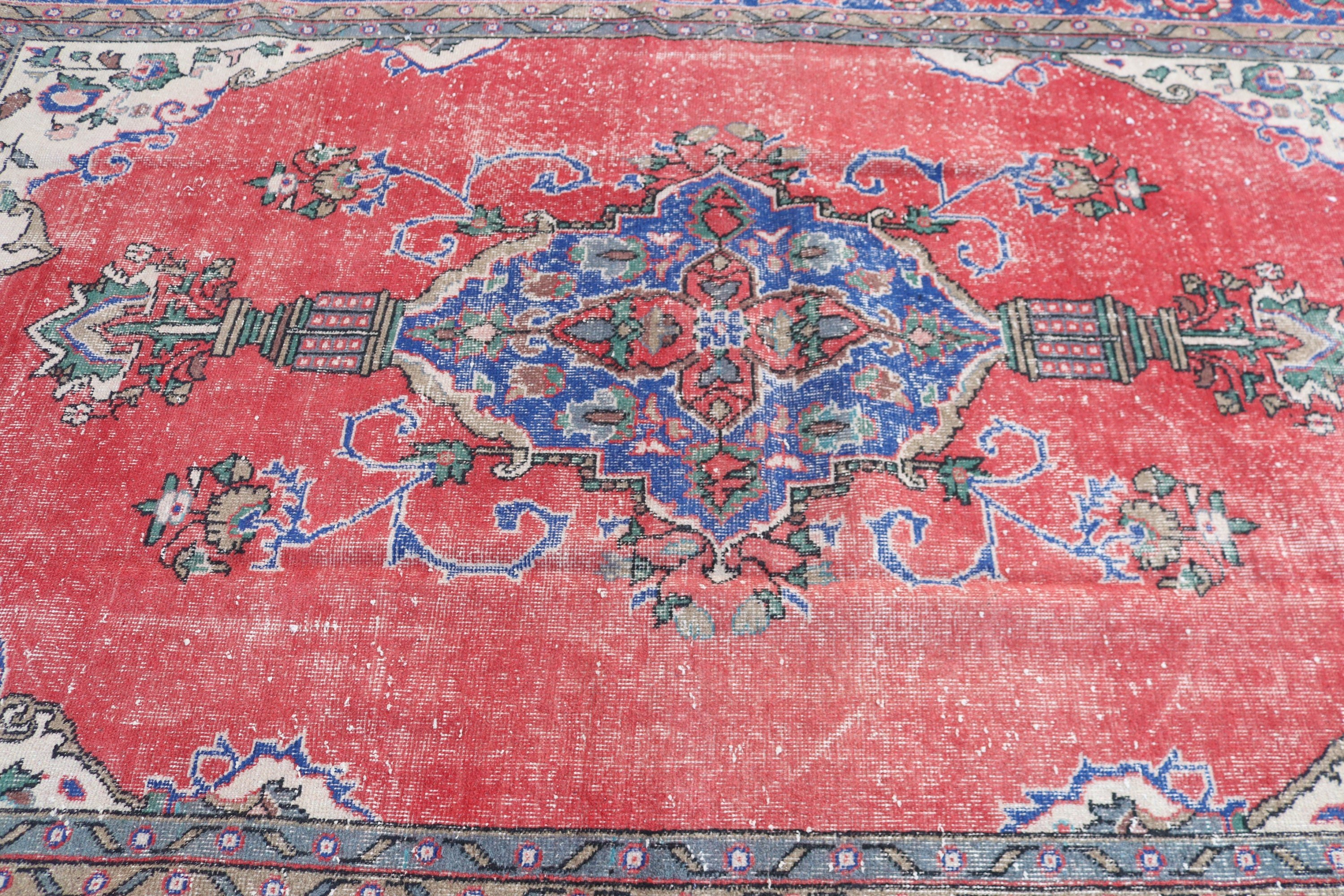 Large Vintage Rugs, Red Statement Rugs, Vintage Rugs, Luxury Rugs, Turkish Rugs, Salon Rugs, 6.4x10.3 ft Large Rugs, Flatweave Rug