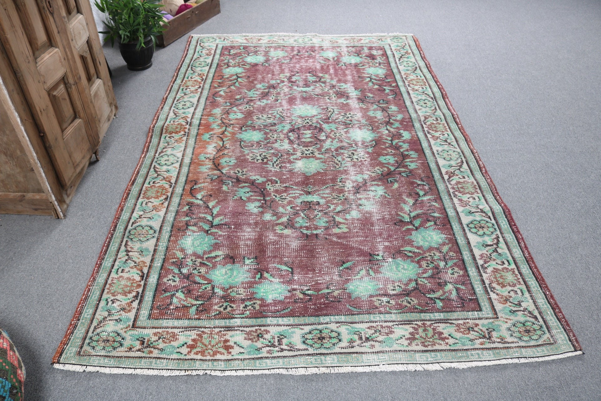 Büyük Vintage Halılar, Yemek Odası Halıları, 5.4x8.3 ft Büyük Halılar, Türk Halısı, Mor Açıklama Halısı, Lüks Halı, Vintage Halı