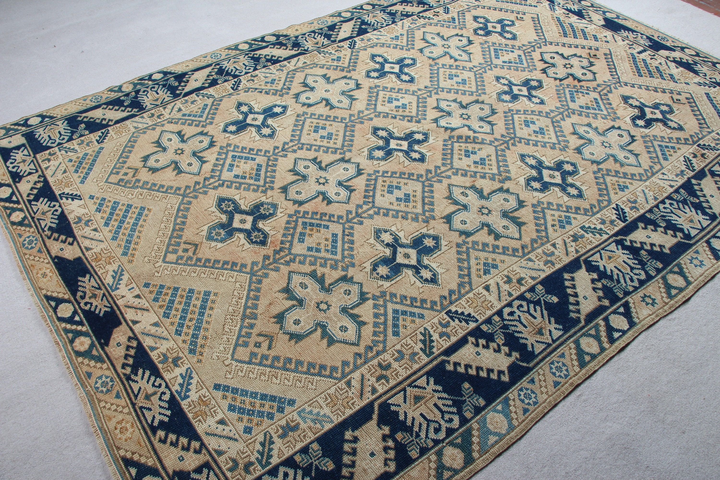 Oturma Odası Halıları, Mutfak Halıları, Eski Halı, Turuncu Antika Halı, Türk Halıları, Yatak Odası Halısı, Oushak Halısı, 6,4x9,1 ft Büyük Halılar, Vintage Halı