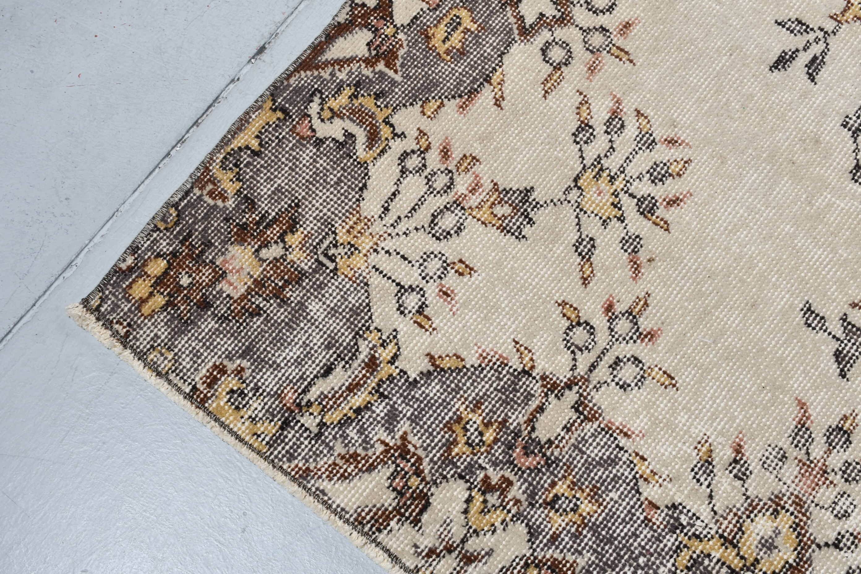 Floor Rug, Beige Oriental Rug, Rugs for Indoor, Turkish Rug, Moroccan Rug, Vintage Rugs, Kitchen Rugs, 3.7x7 ft Area Rugs, Wool Rug