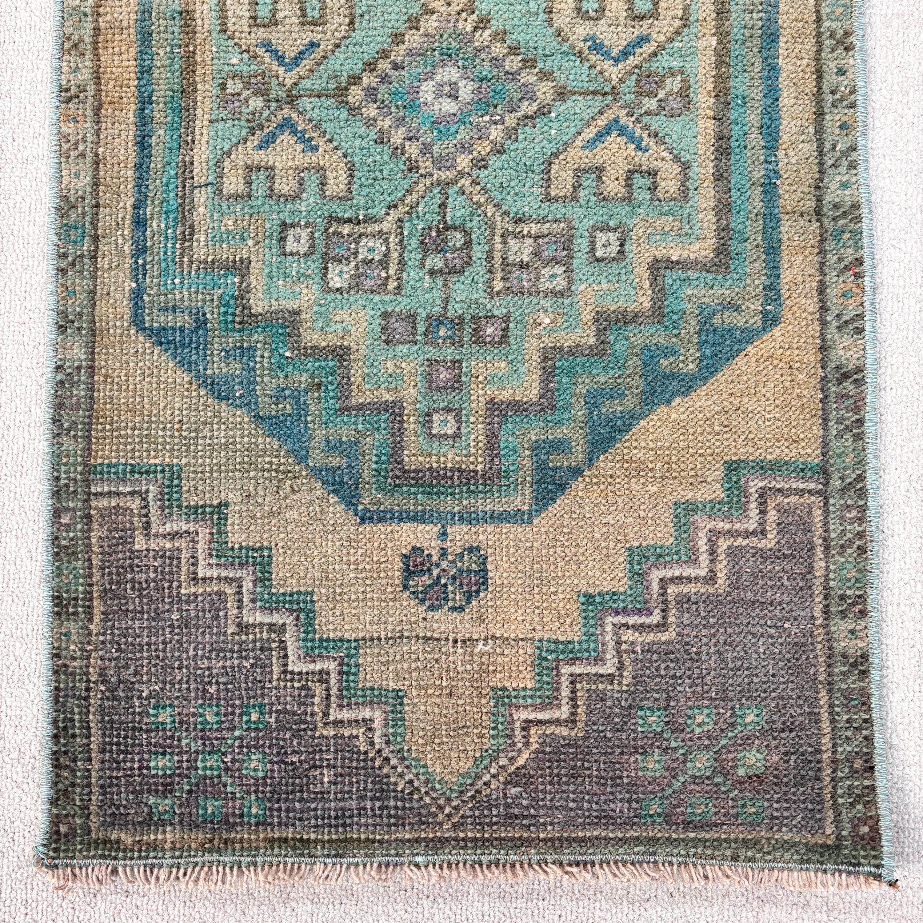 Oushak Halı, Türkiye Halıları, Kapı Paspas Halıları, Banyo Halıları, Yeşil Yün Halı, Vintage Halı, Türk Halıları, 1.5x2.7 ft Küçük Halılar, Düz Dokuma Halılar