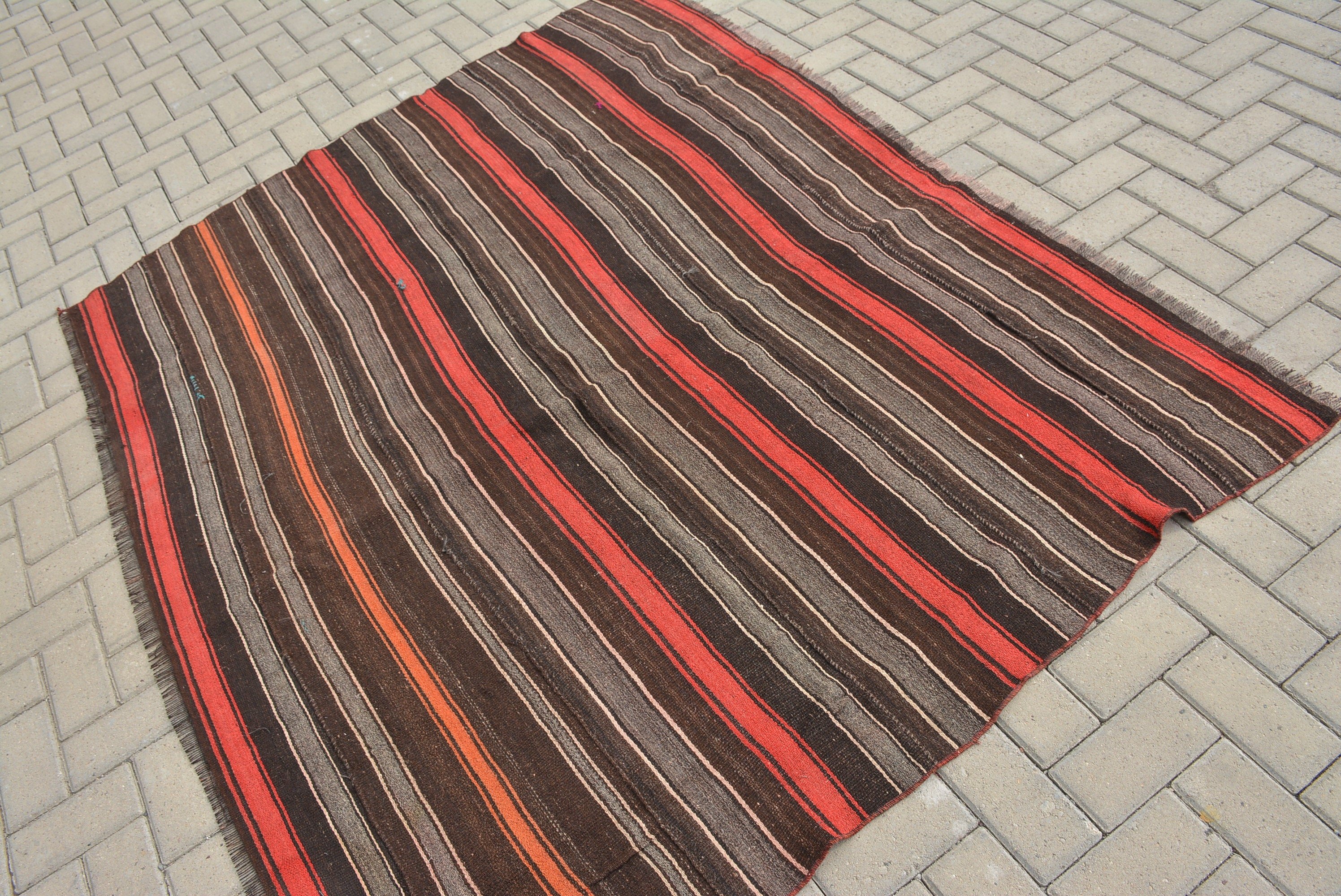 Kilim, Wool Rug, Vintage Rug, Rugs for Nursery, Floor Rugs, Nursery Rug, Vintage Decor Rug, 6.7x5.3 ft Area Rug, Turkish Rug, Indoor Rug