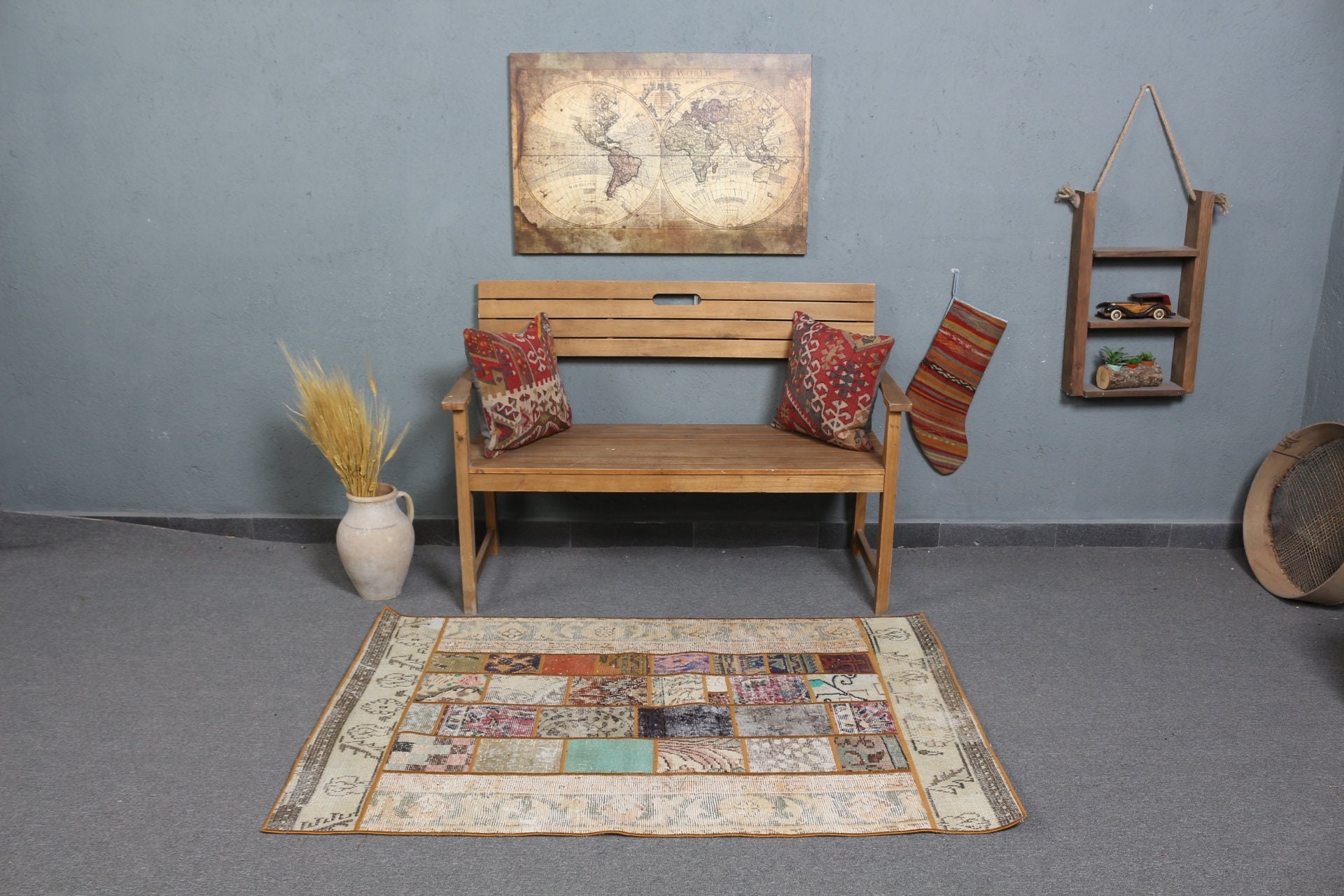 Giriş Halıları, Çocuk Halısı, Türk Halısı, Vintage Halı, 3,4x5,2 ft Aksan Halıları, Giriş Halısı, Gökkuşağı Yün Halıları, Havalı Halı, Sanat Halıları, Oushak Halısı