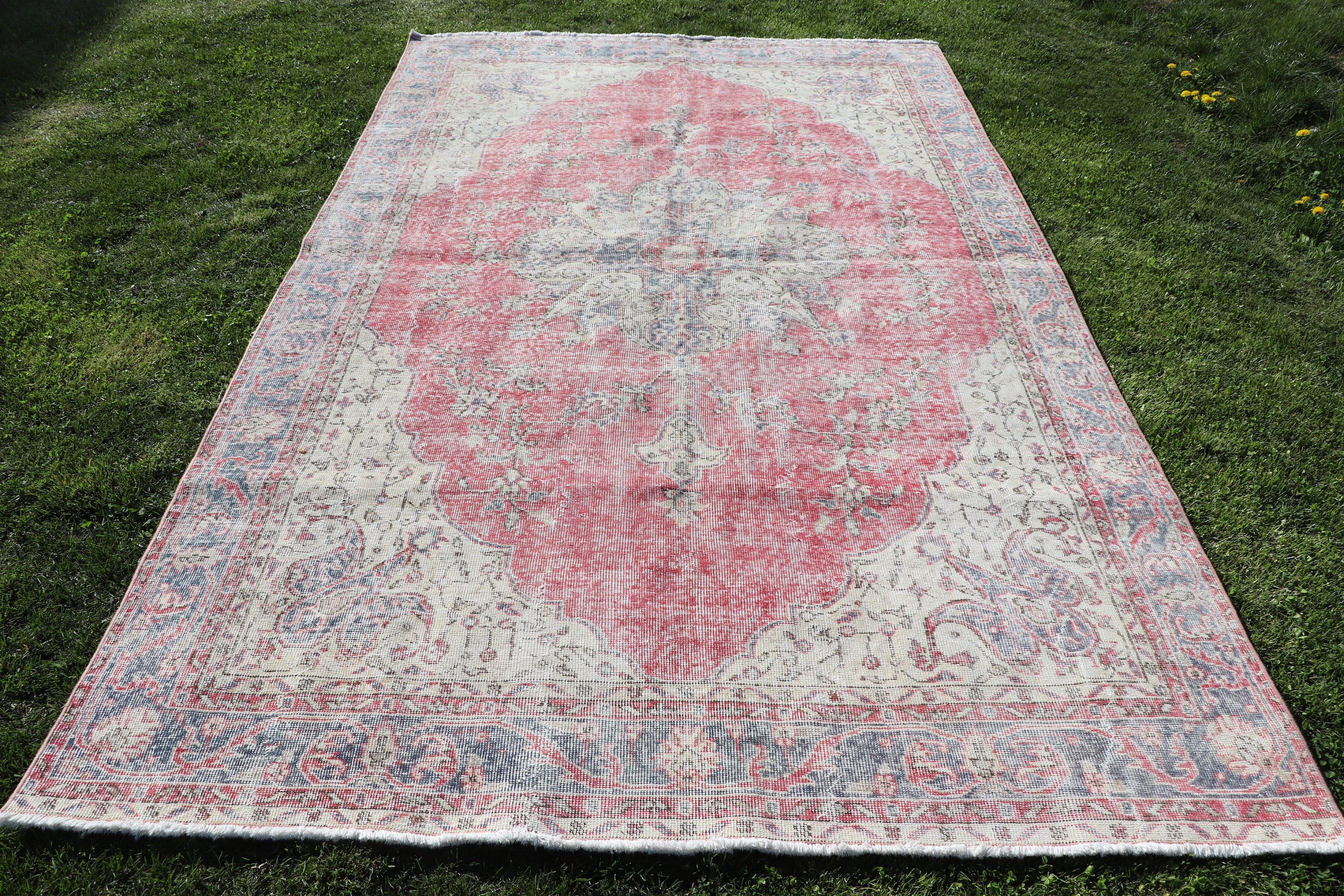 Red Moroccan Rug, Bedroom Rugs, Living Room Rugs, Turkish Rugs, Vintage Rugs, Office Rugs, Luxury Rug, 6.1x10.3 ft Large Rugs