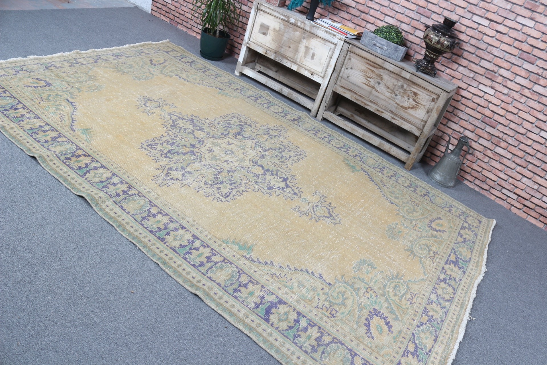 Salon Rugs, 6.1x9.7 ft Large Rugs, Antique Rugs, Turkish Rug, Bedroom Rug, Yellow Kitchen Rug, Rugs for Salon, Moroccan Rug, Vintage Rug