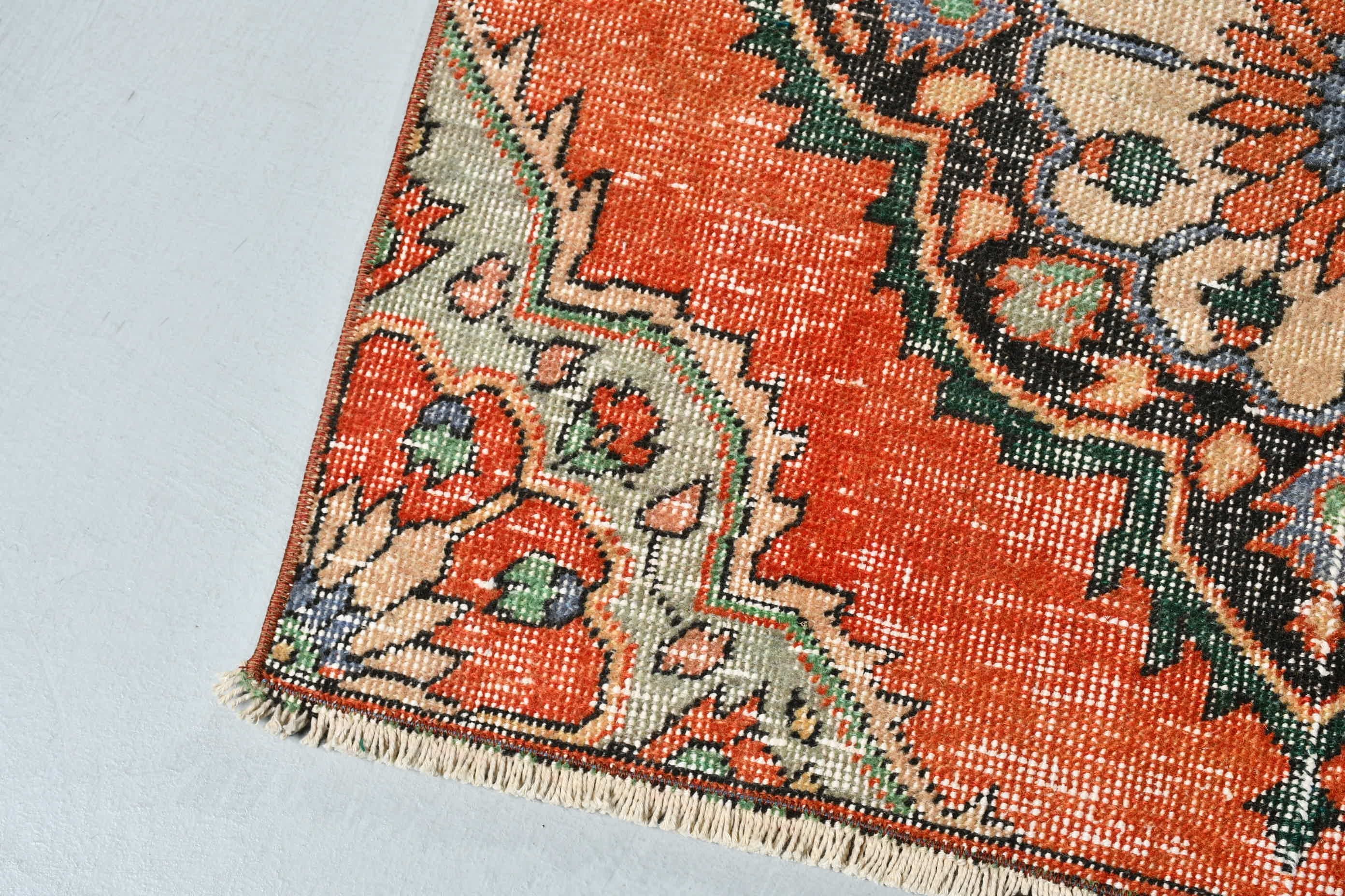 Turkish Rugs, 2.9x6.8 ft Accent Rugs, Outdoor Rugs, Bedroom Rug, Orange Anatolian Rugs, Entry Rug, Moroccan Rug, Nursery Rug, Vintage Rugs