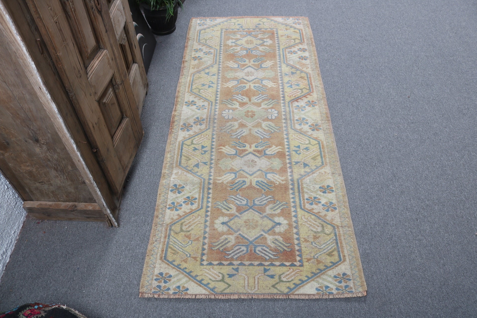 Antika Halı, Türk Halısı, Mutfak Halısı, Boho Vurgulu Halılar, Lüks Halılar, Vintage Halı, Giriş Halısı, Kahverengi Yün Halı, 2,6x6 ft Vurgulu Halılar