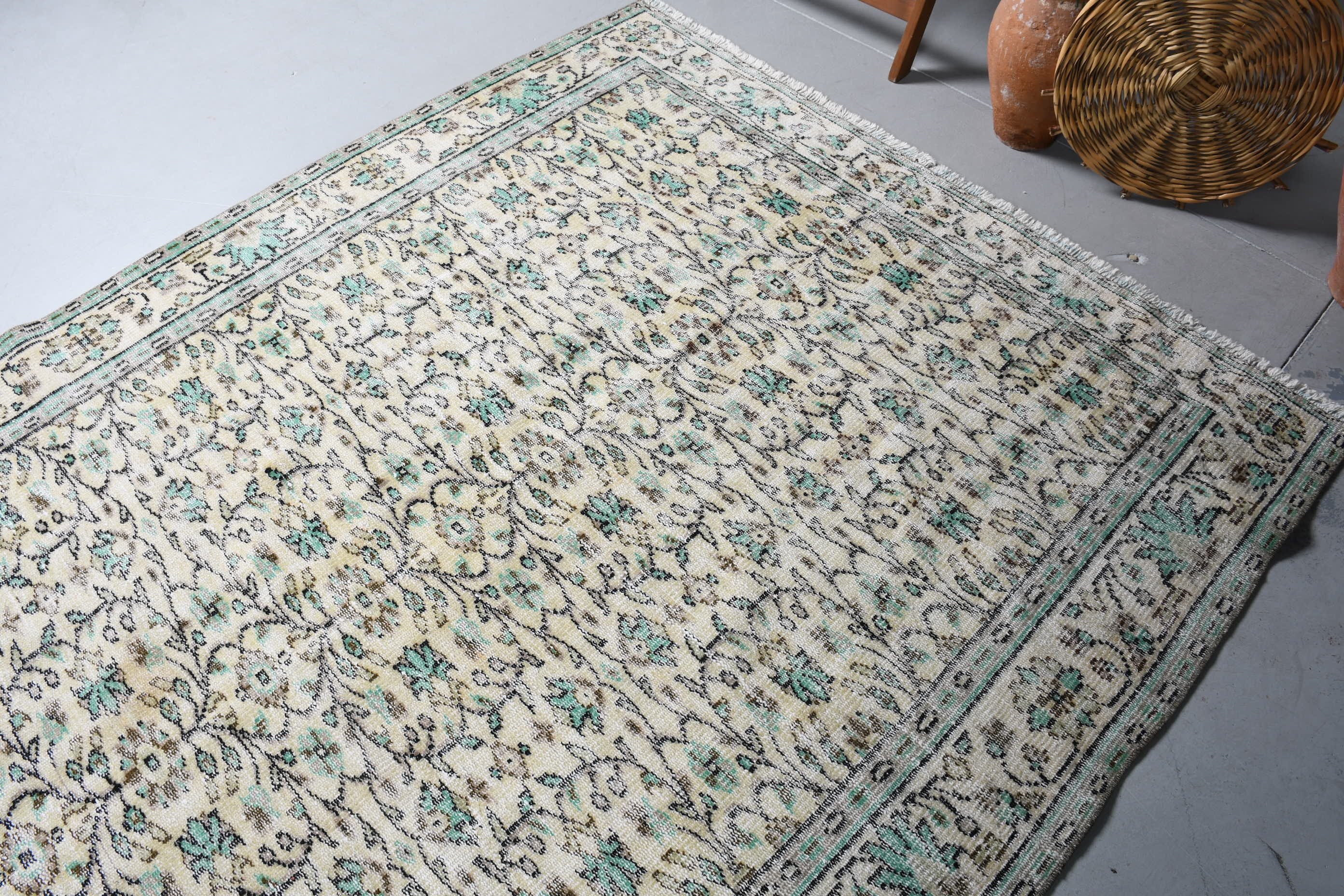 5.6x8.9 ft Large Rug, Floor Rug, Beige Moroccan Rug, Vintage Rug, Dining Room Rug, Anatolian Rug, Salon Rug, Turkish Rugs, Handwoven Rug