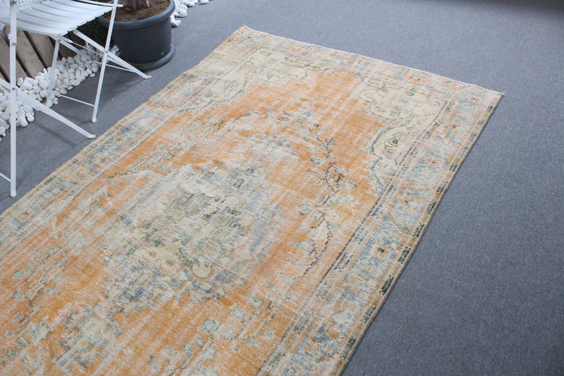 Oriental Rugs, Orange Home Decor Rug, 4.9x9.3 ft Large Rug, Vintage Rug, Living Room Rug, Turkish Rugs, Oushak Rug, Dining Room Rugs