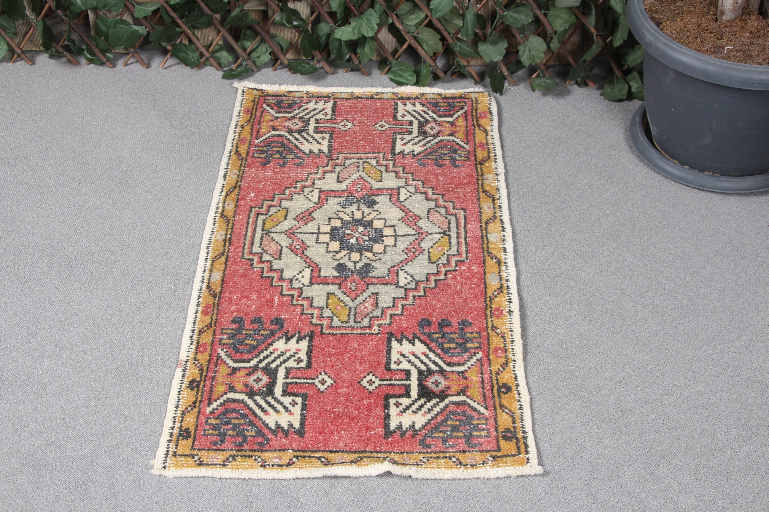 Red Kitchen Rug, Abstract Rug, Vintage Rug, Wall Hanging Rugs, Antique Rugs, 1.7x3.1 ft Small Rug, Kitchen Rug, Door Mat Rugs, Turkish Rugs