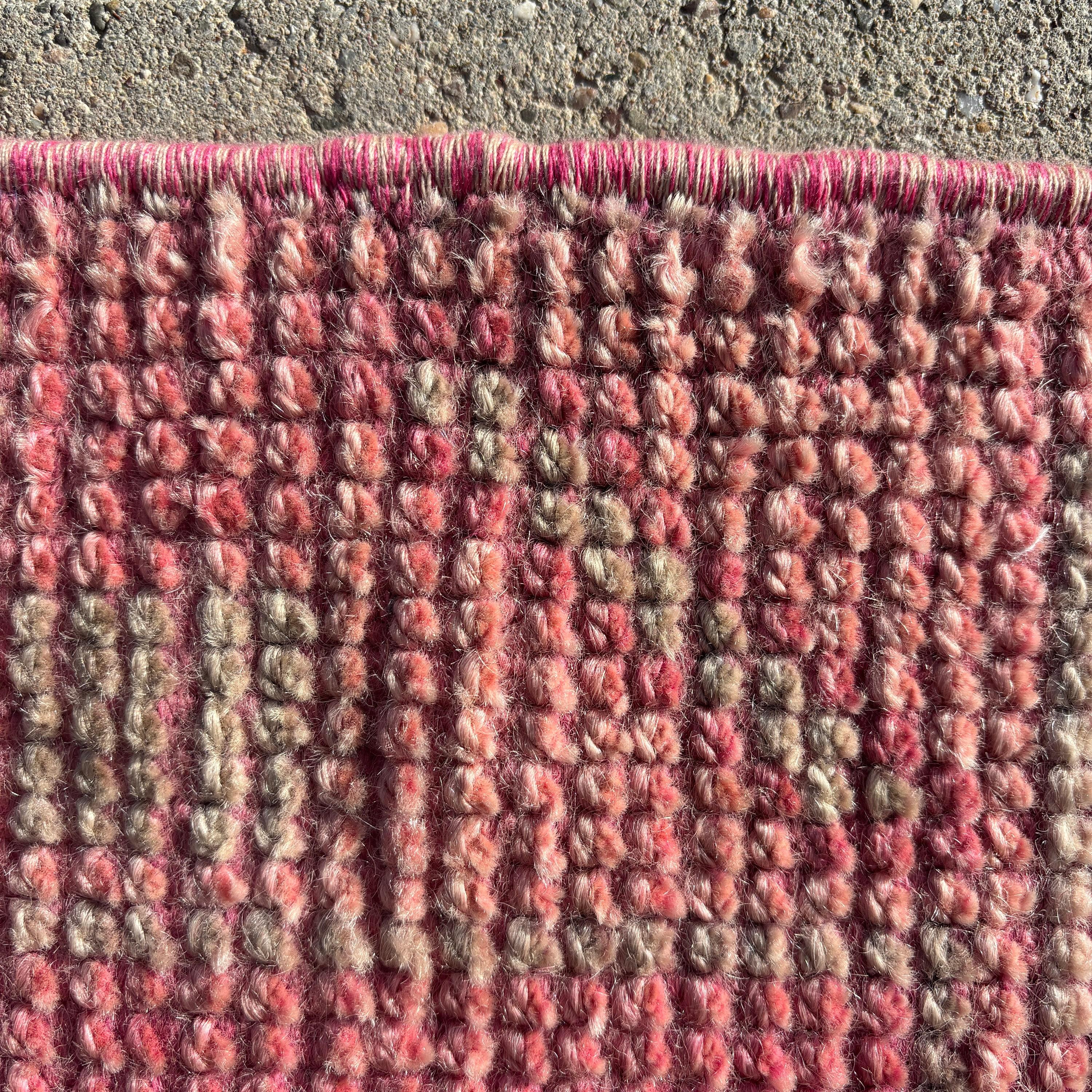 Mutfak Halıları, 3.2x12.3 ft Yolluk Halılar, El Dokuma Halı, Uzun Yolluk Halılar, Geometrik Halı, Türk Halıları, Pembe Antika Halılar, Vintage Halı