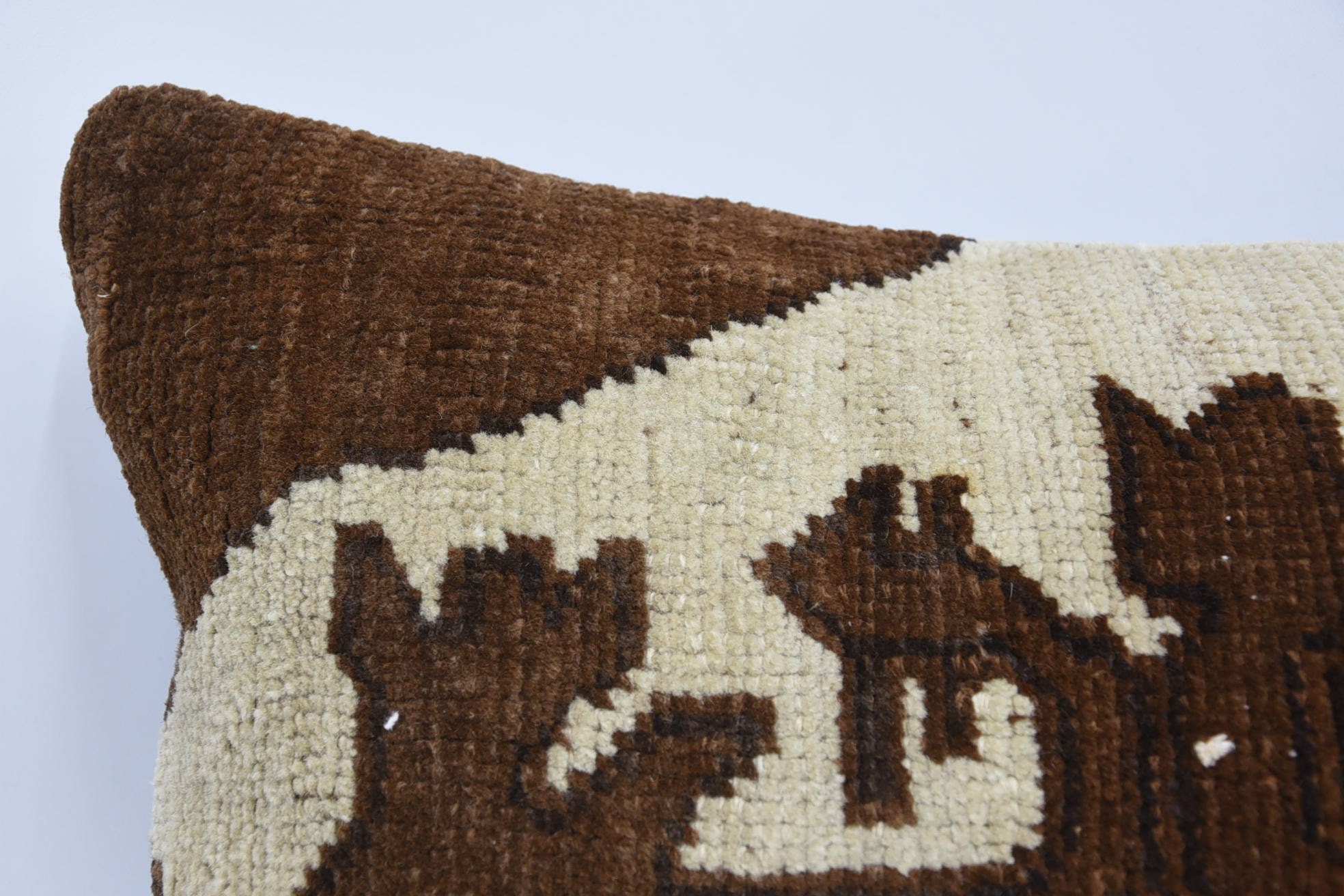 Seat Cushion Case, Vintage Pillow, Handmade Throw Cushion Case, Vintage Kilim Pillow, 16"x24" Brown Cushion, Turkish Kilim Pillow