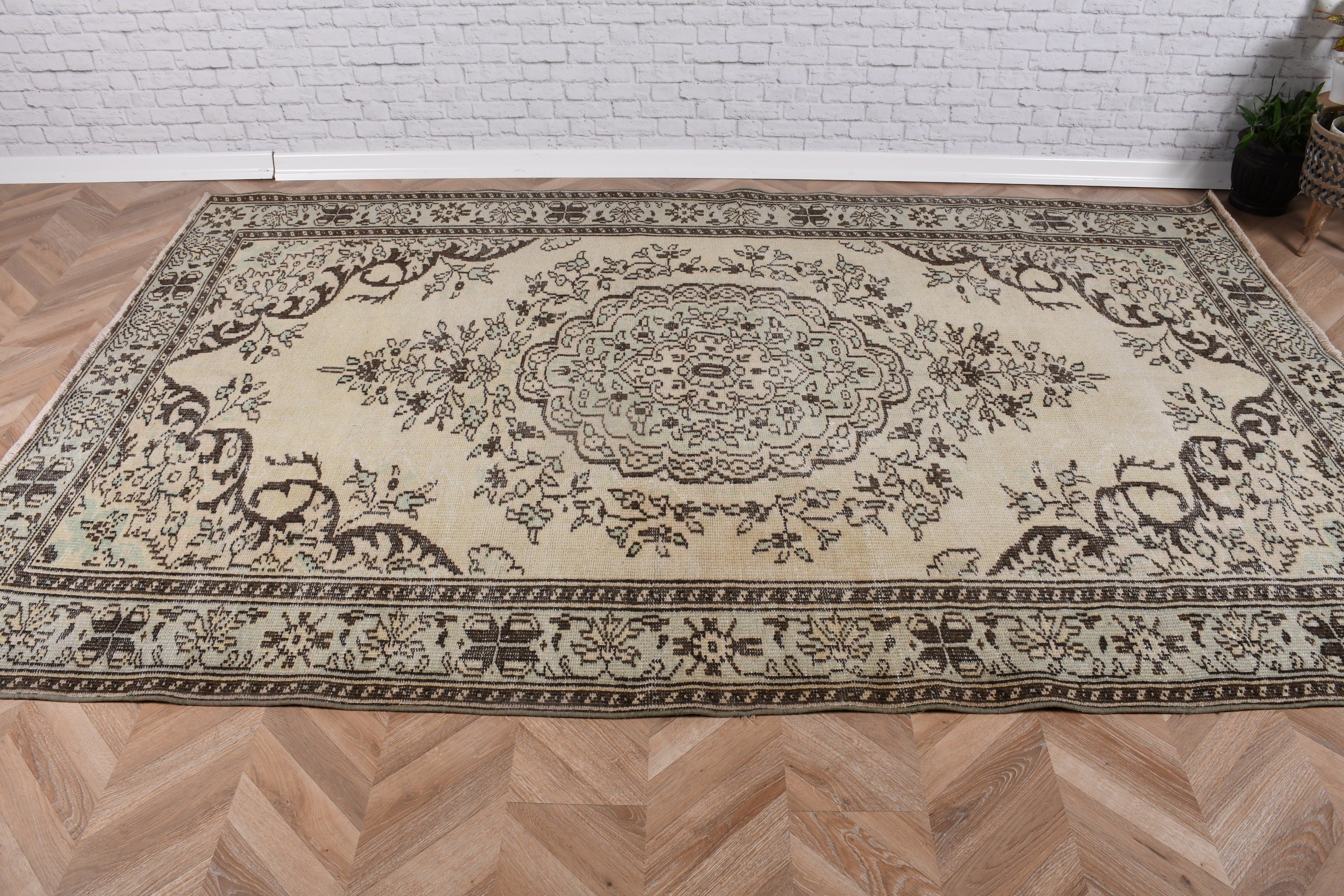 Oturma Odası Halısı, 5.6x9.2 ft Büyük Halı, Yemek Odası Halıları, Vintage Halılar, Boho Halılar, Yeşil Oryantal Halılar, El Dokuma Halı, Türk Halıları