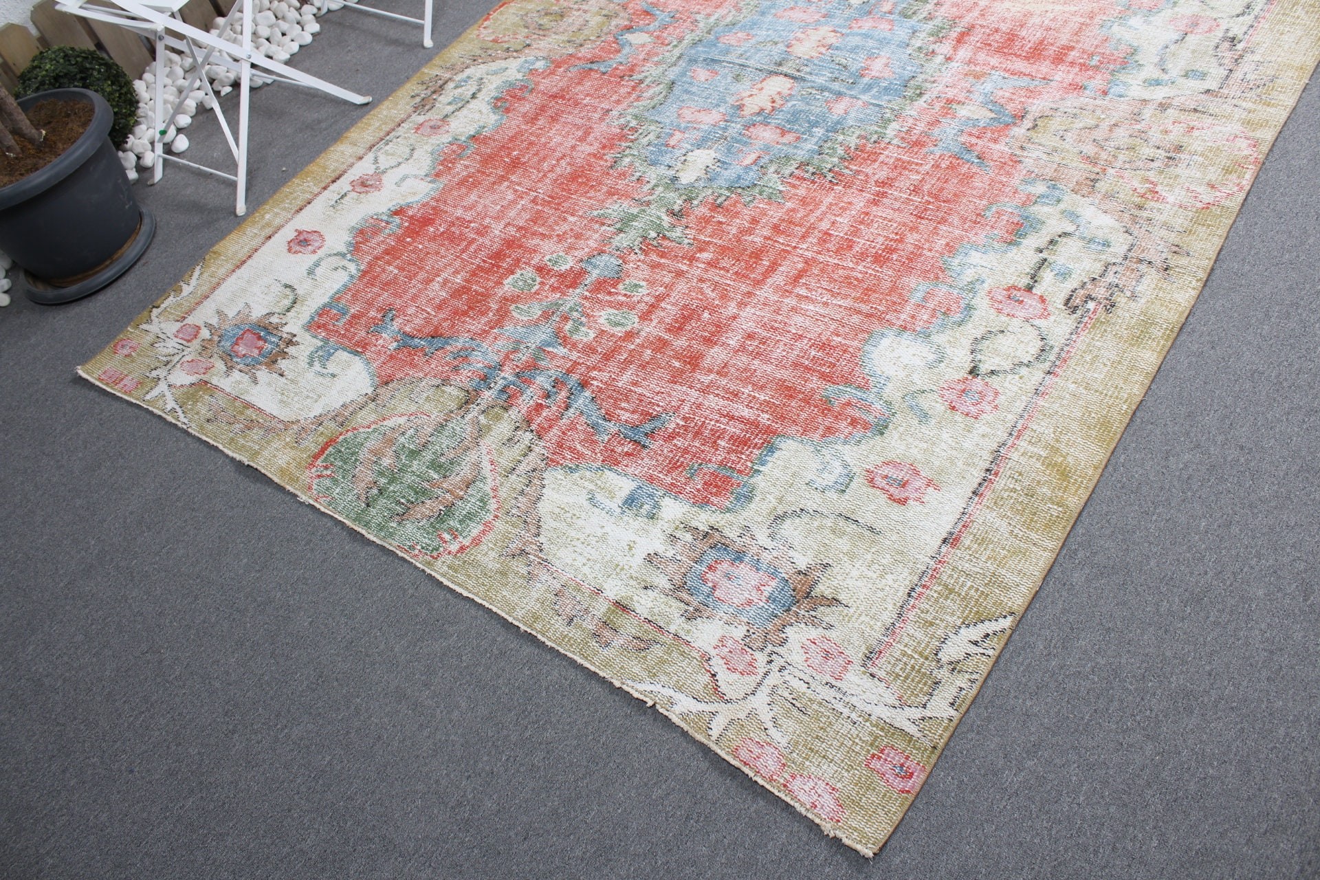 6x8.4 ft Large Rugs, Rugs for Salon, Red Anatolian Rug, Home Decor Rug, Bedroom Rugs, Vintage Rug, Turkish Rug, Floor Rug, Salon Rug