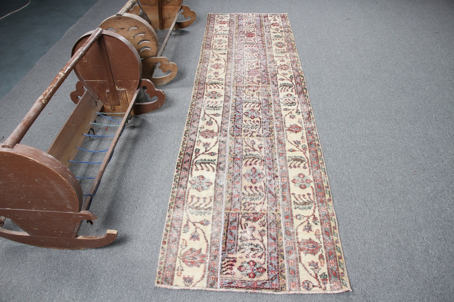Vintage Rug, Turkish Rug, Antique Rugs, Beige Bedroom Rug, Home Decor Rug, 2.4x8.9 ft Runner Rug, Stair Rug, Tribal Rug, Corridor Rug