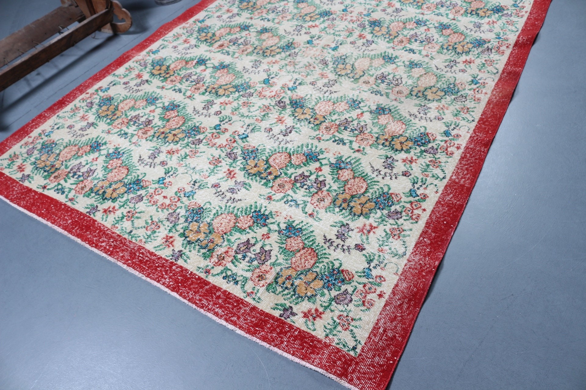 Vintage Rugs, Red Wool Rug, 6.4x9.6 ft Large Rug, Turkish Rug, Oriental Rugs, Anatolian Rug, Bedroom Rug, Living Room Rugs, Rugs for Salon