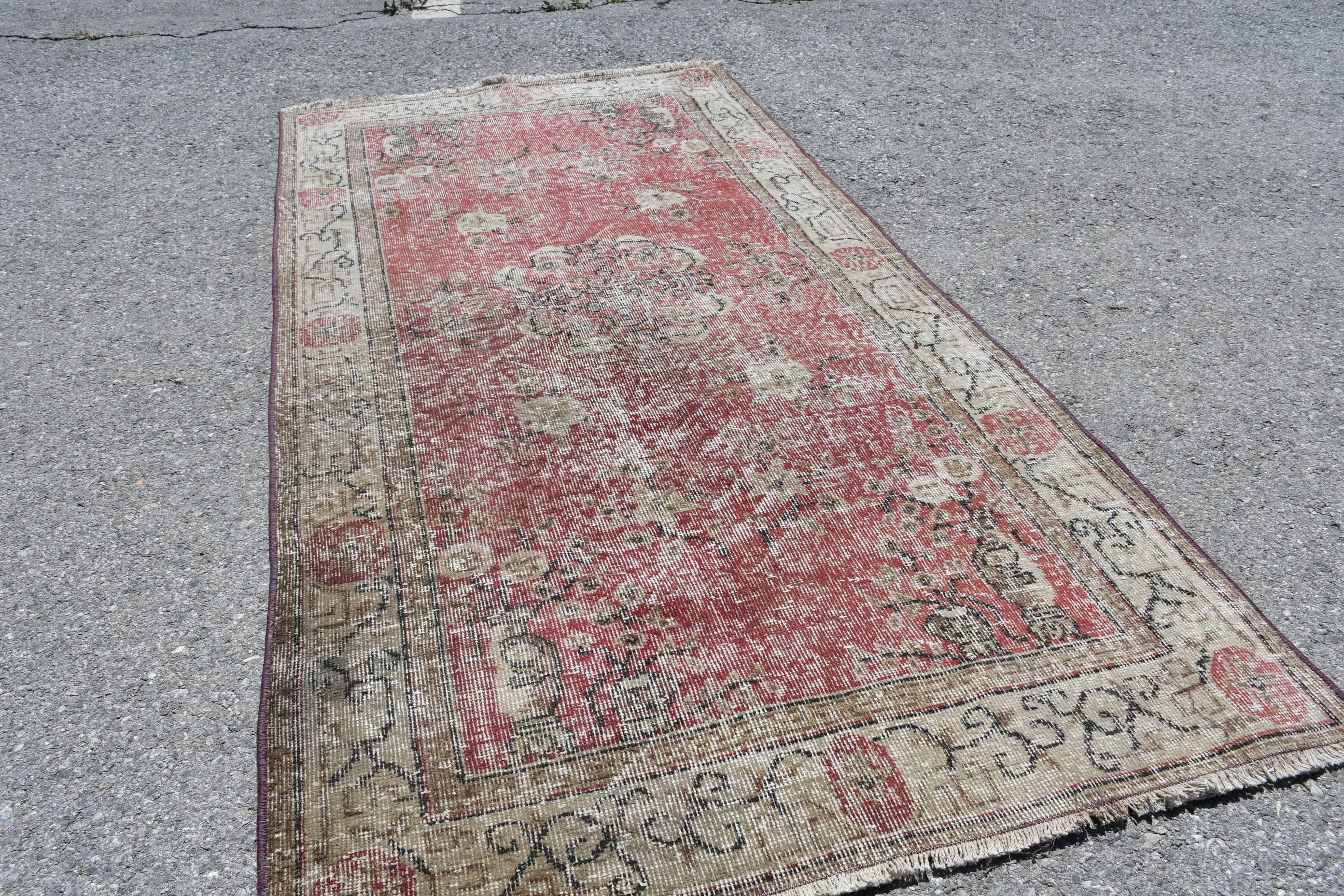 Bedroom Rug, 3.5x7.2 ft Area Rugs, Floor Rugs, Oriental Rug, Custom Rugs, Rugs for Dining Room, Red Oriental Rugs, Vintage Rug, Turkish Rug