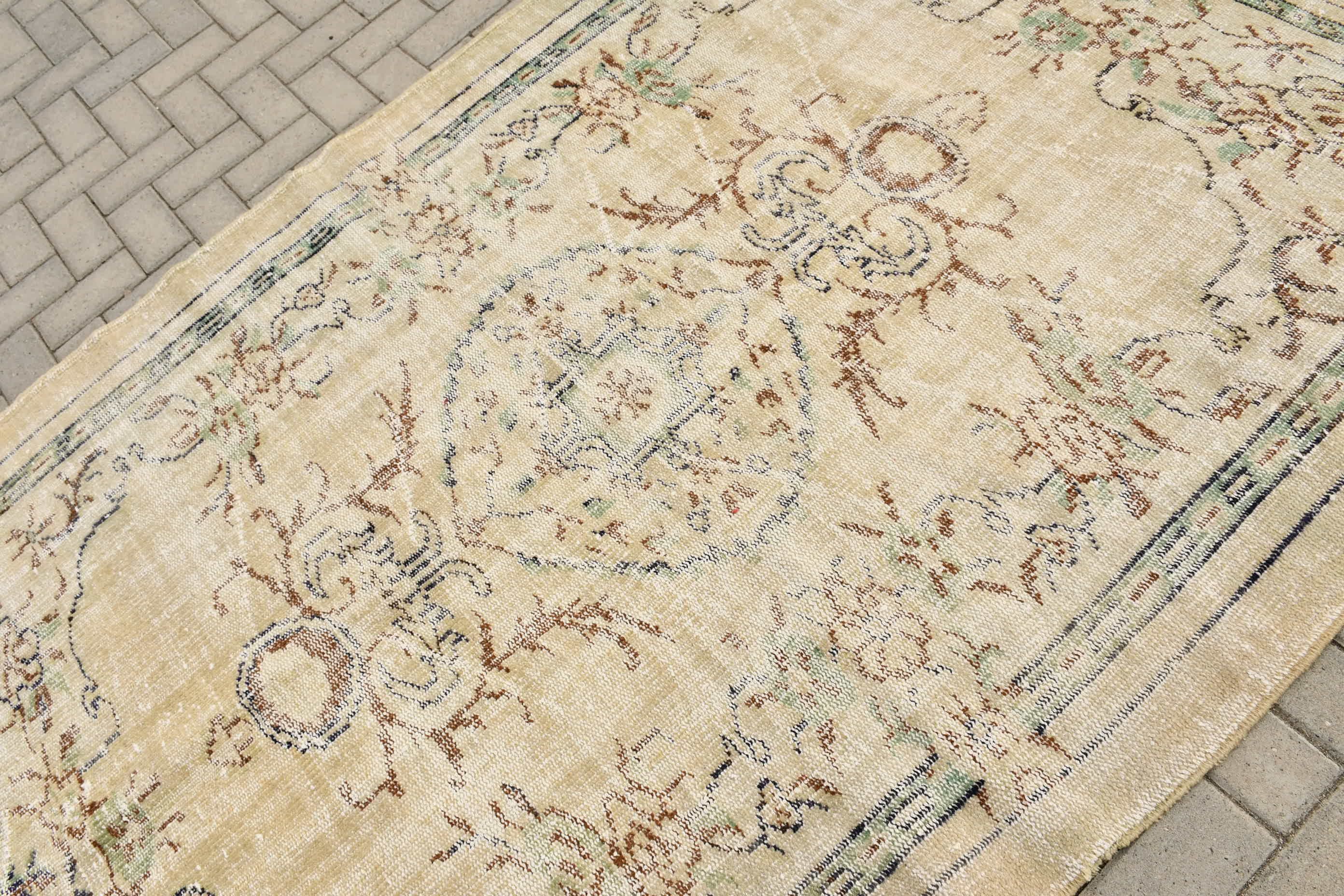 Anatolian Rug, 5.2x8.2 ft Large Rug, Turkish Rug, Aesthetic Rug, Vintage Rug, Floor Rugs, Dining Room Rug, Salon Rugs, Beige Home Decor Rug